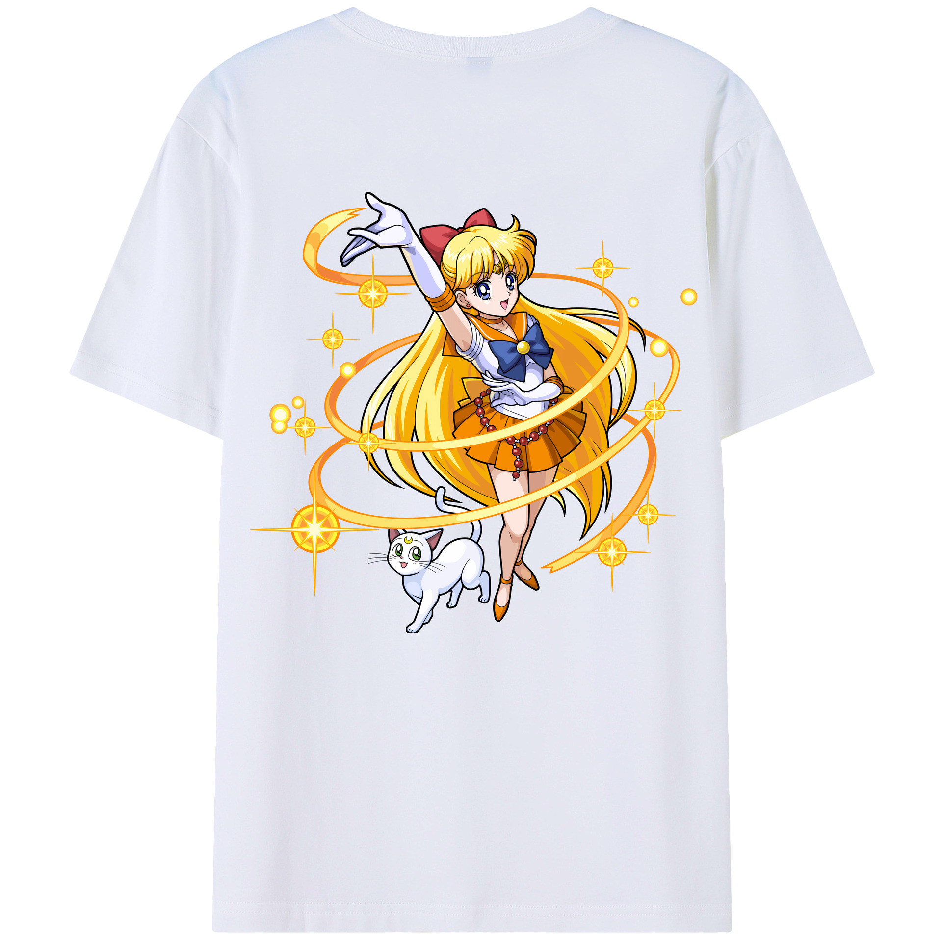 （画像用） 美少女戦士セーラームーン 愛野 美奈子 あいの みなこ Sailor Moon Aino Minako 綿100％半袖Tシャツ（背面プリント）