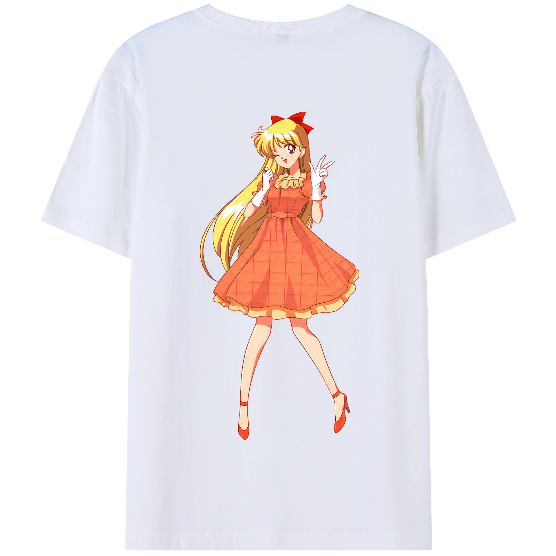 （画像用） 美少女戦士セーラームーン 愛野 美奈子 あいの みなこ Sailor Moon Aino Minako 綿100％半袖Tシャツ（背面プリント）