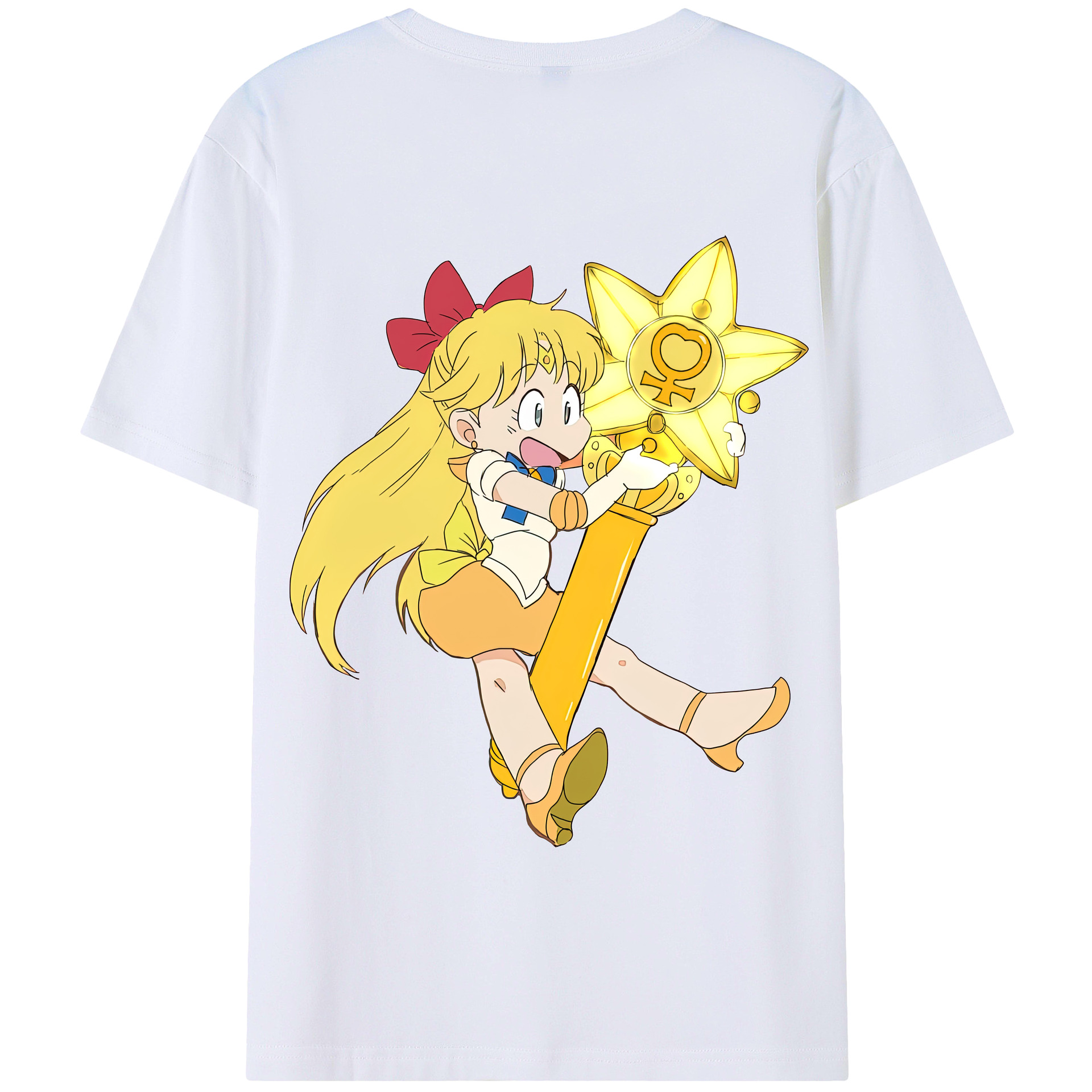 （画像用） 美少女戦士セーラームーン 愛野 美奈子 あいの みなこ Sailor Moon Aino Minako 綿100％半袖Tシャツ（背面プリント）
