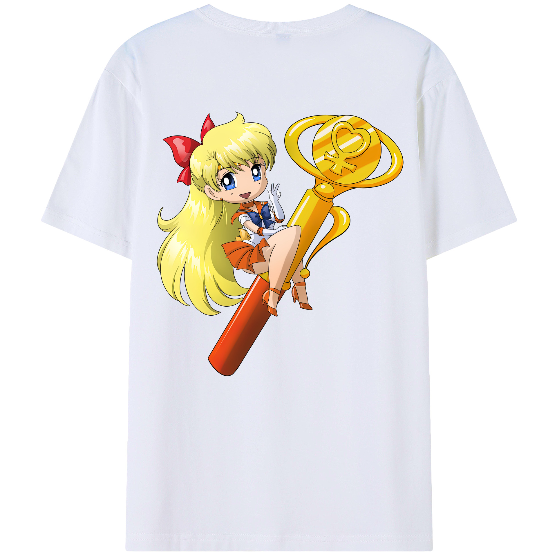 （画像用） 美少女戦士セーラームーン 愛野 美奈子 あいの みなこ Sailor Moon Aino Minako 綿100％半袖Tシャツ（背面プリント）