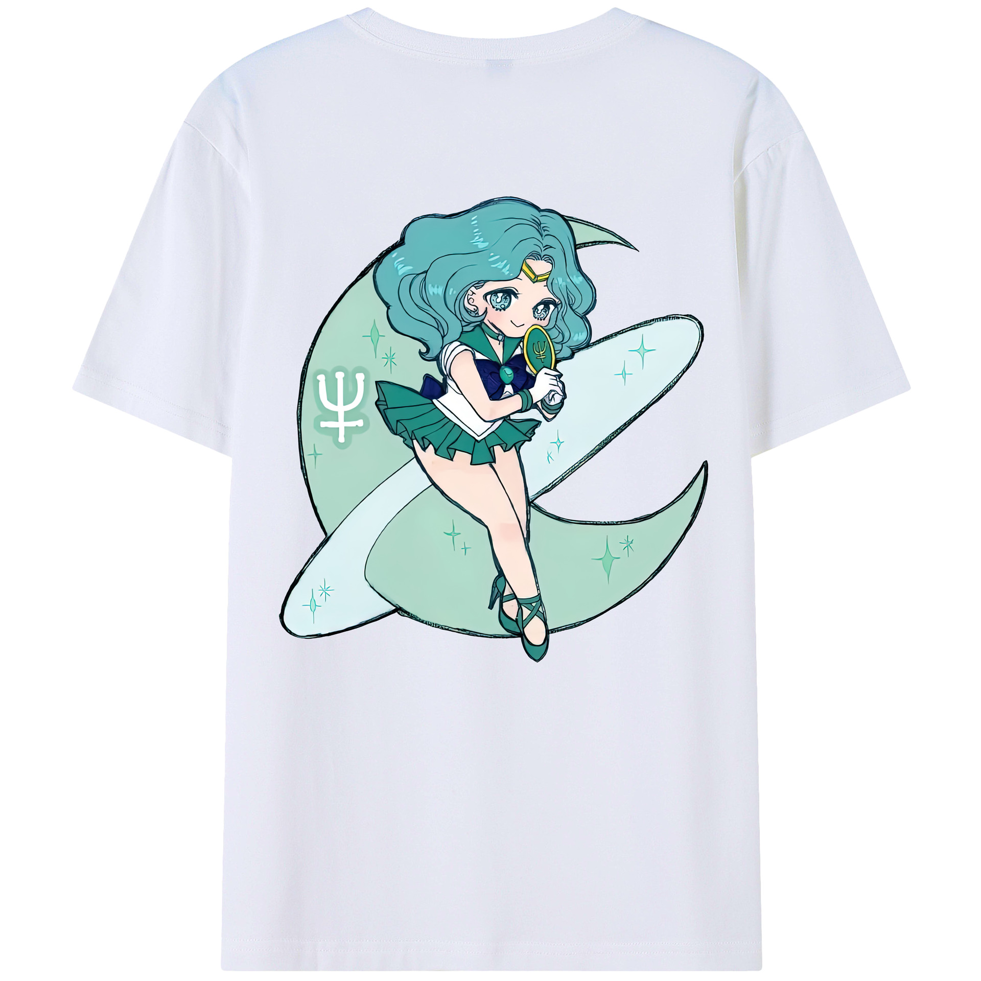 （画像用） 美少女戦士セーラームーン 海王 みちる（かいおう みちる） Sailor Moon Kaiou Michiru 綿100％半袖Tシャツ（背面プリント）