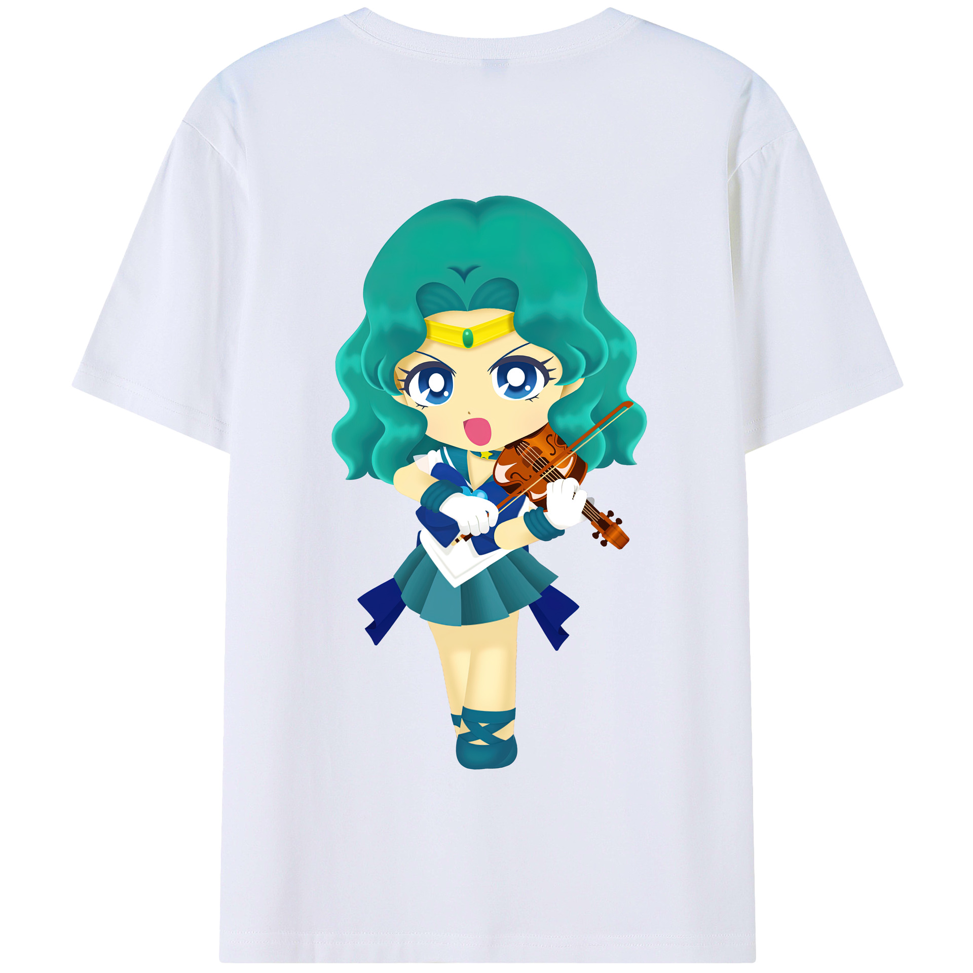 （画像用） 美少女戦士セーラームーン 海王 みちる（かいおう みちる） Sailor Moon Kaiou Michiru 綿100％半袖Tシャツ（背面プリント）