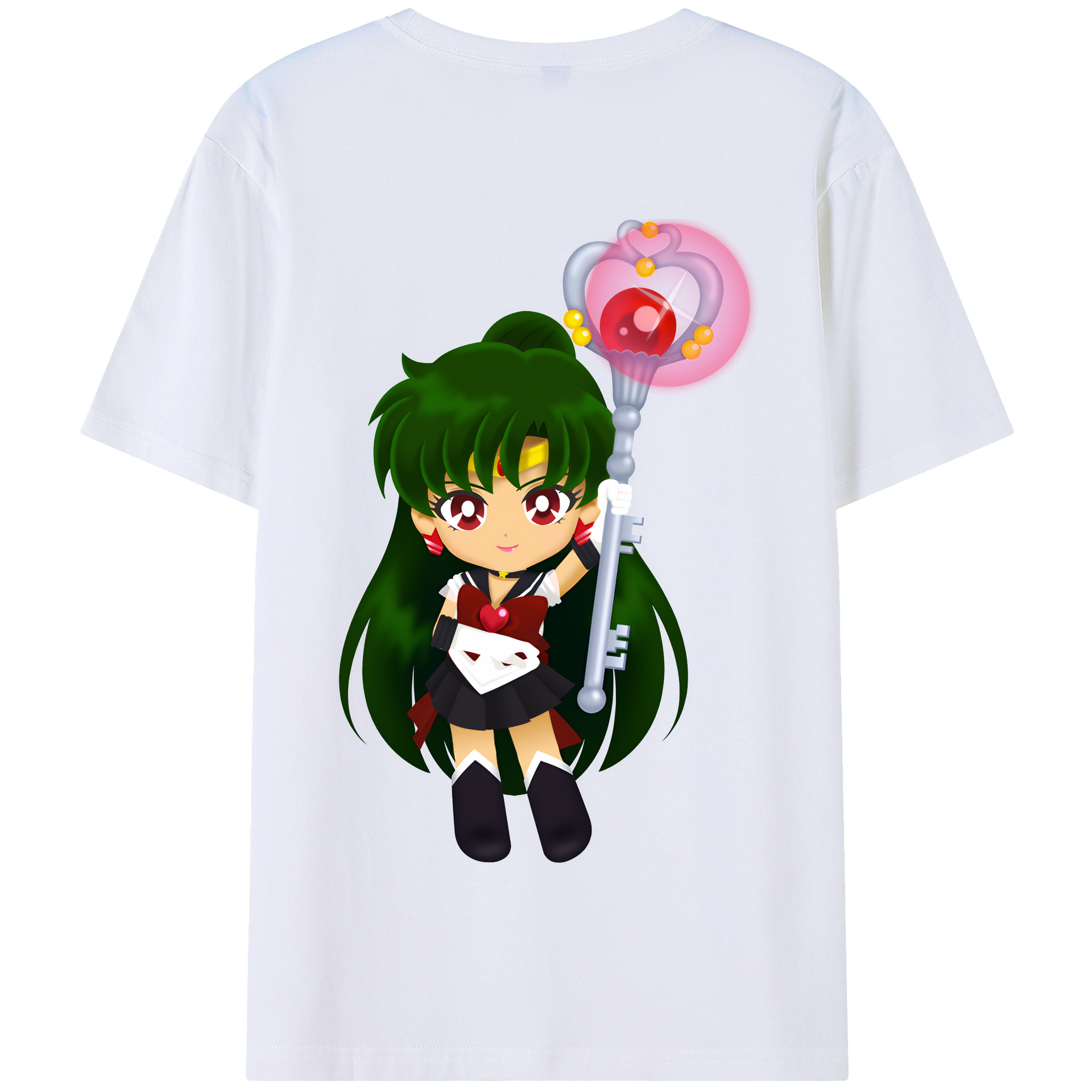 （画像用） 美少女戦士セーラームーン 冥王せつな Sailor Moon Meiou Setsuna 綿100％半袖Tシャツ（背面プリント）