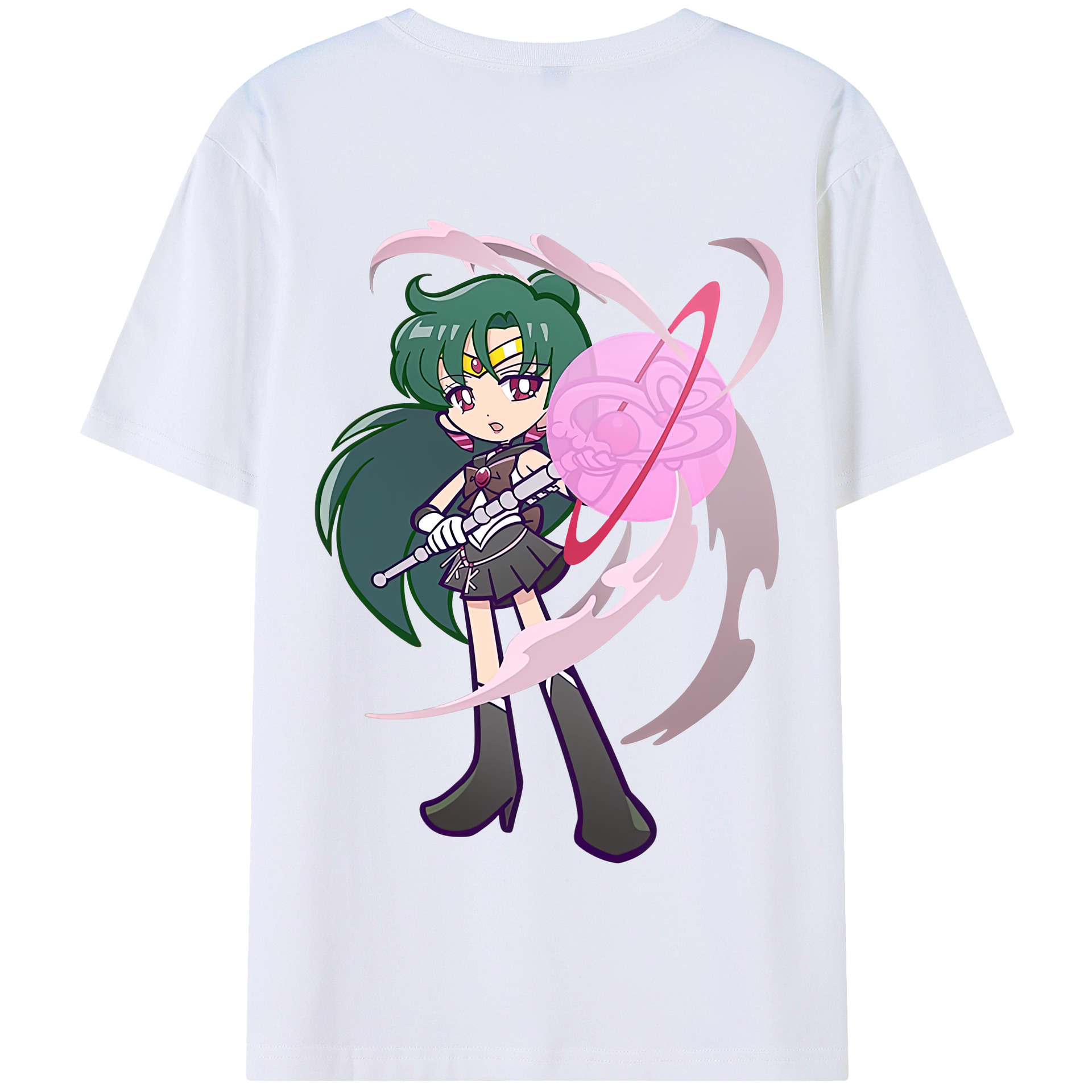 （画像用） 美少女戦士セーラームーン 冥王せつな Sailor Moon Meiou Setsuna 綿100％半袖Tシャツ（背面プリント）