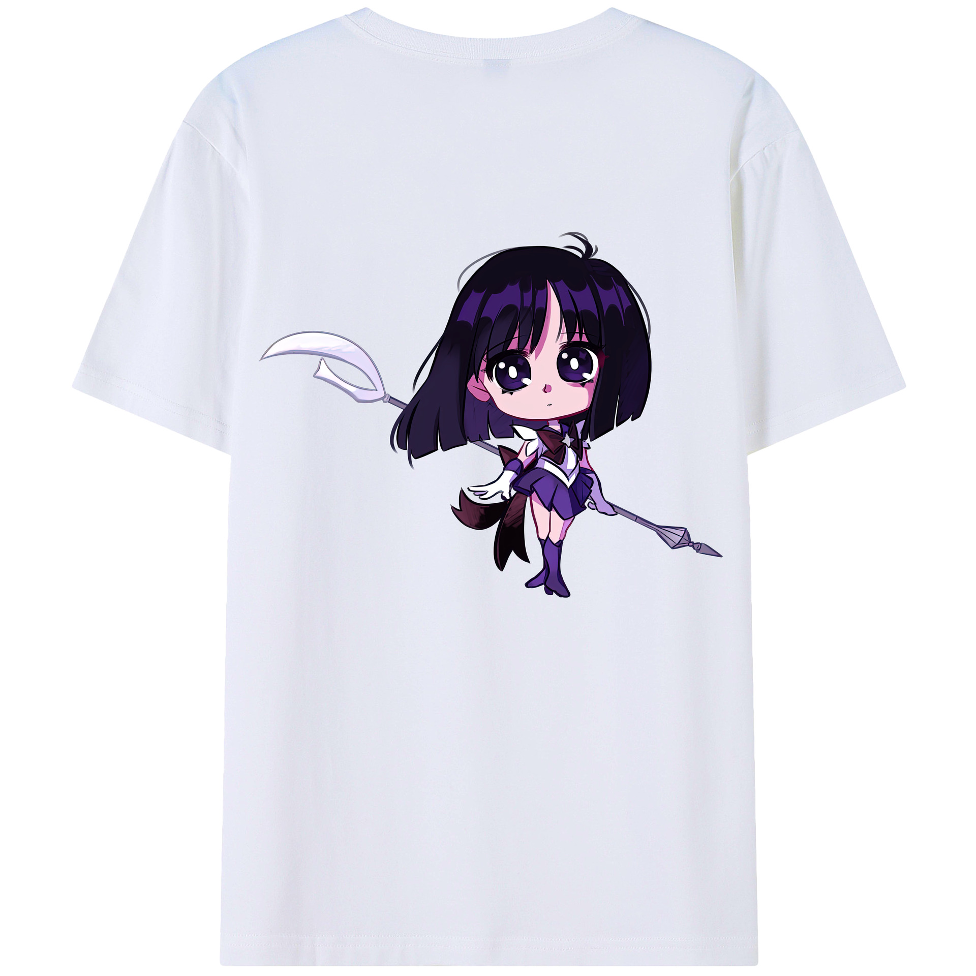 （画像用） 美少女戦士セーラームーン 土萠ほたる Sailor Moon Tomoe Hotaru （セーラーサターン；Sailor Saturn） 綿100％半袖Tシャツ（背面プリント）