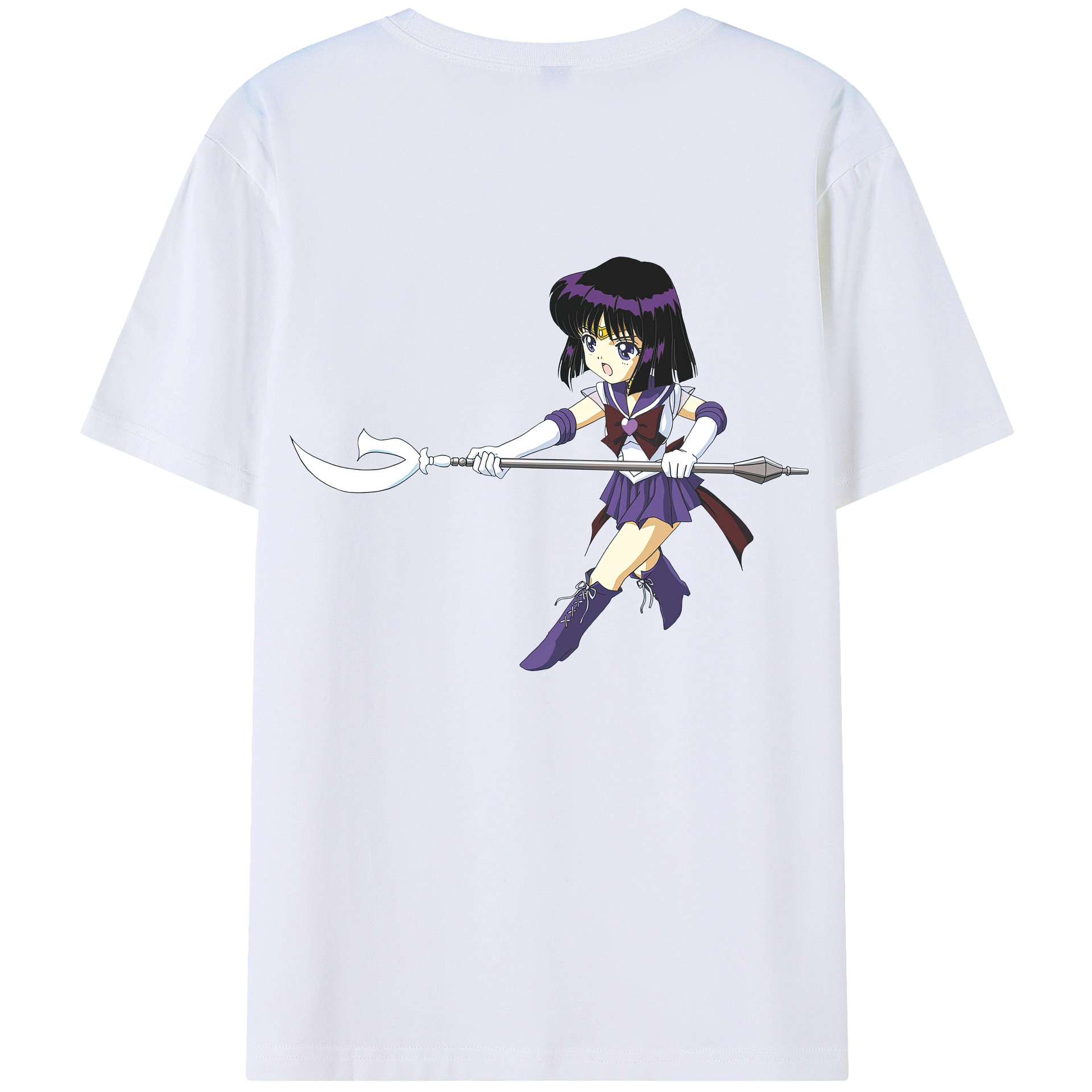 （画像用） 美少女戦士セーラームーン 土萠ほたる Sailor Moon Tomoe Hotaru （セーラーサターン；Sailor Saturn） 綿100％半袖Tシャツ（背面プリント）