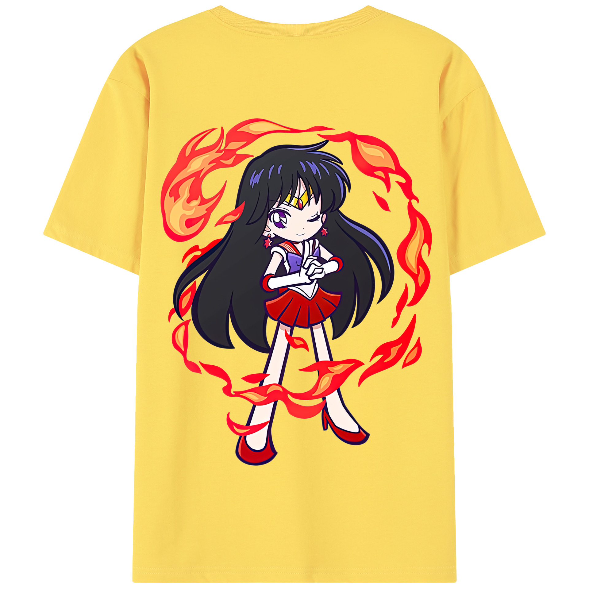 （画像用） 美少女戦士セーラームーン 火野レイ ひの レイ Sailor Moon Hino Rei （セーラーマーズ,Sailor Mars） 綿100％半袖Tシャツ（背面プリント）