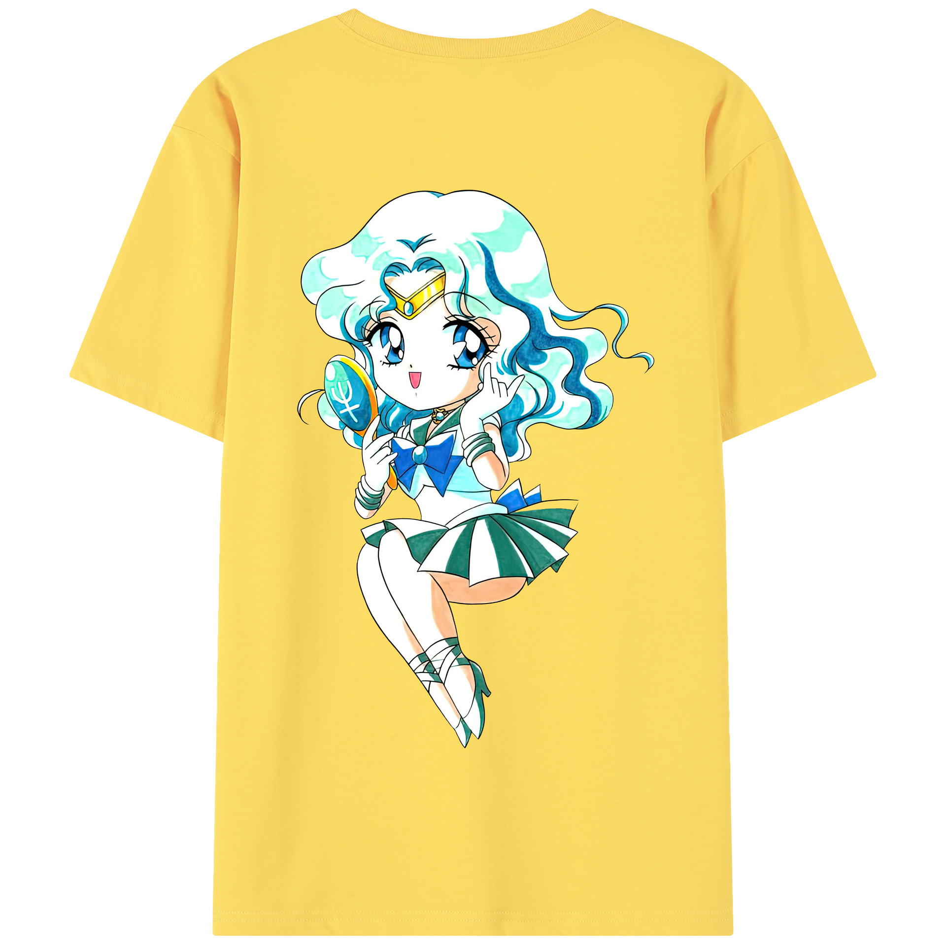 （画像用） 美少女戦士セーラームーン 海王 みちる（かいおう みちる） Sailor Moon Kaiou Michiru 綿100％半袖Tシャツ（背面プリント）