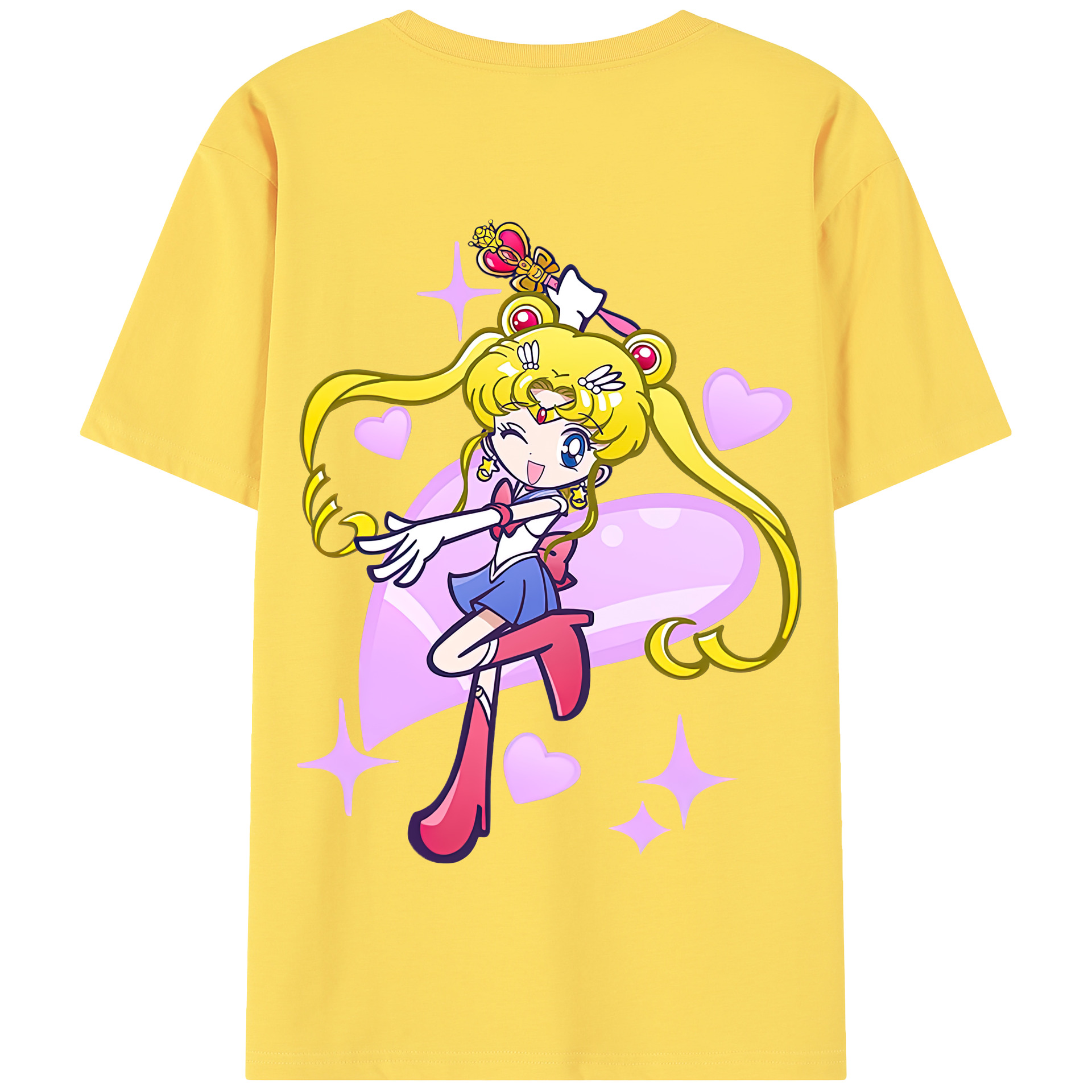 （画像用） 美少女戦士セーラームーン 月野 うさぎ つきの うさぎ Sailor Moon Tsukino Usagi 綿100％半袖Tシャツ（背面プリント）