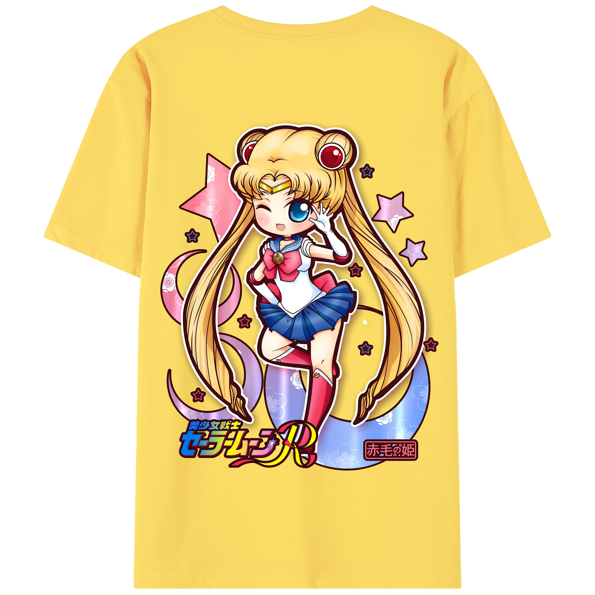 （画像用） 美少女戦士セーラームーン 月野 うさぎ つきの うさぎ Sailor Moon Tsukino Usagi 綿100％半袖Tシャツ（背面プリント）
