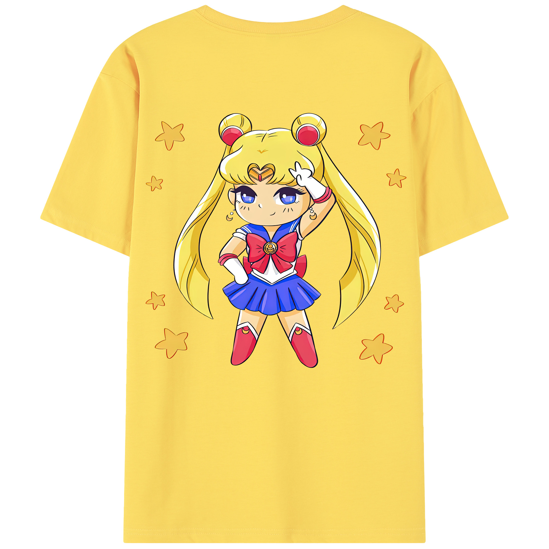 （画像用） 美少女戦士セーラームーン 月野 うさぎ つきの うさぎ Sailor Moon Tsukino Usagi 綿100％半袖Tシャツ（背面プリント）