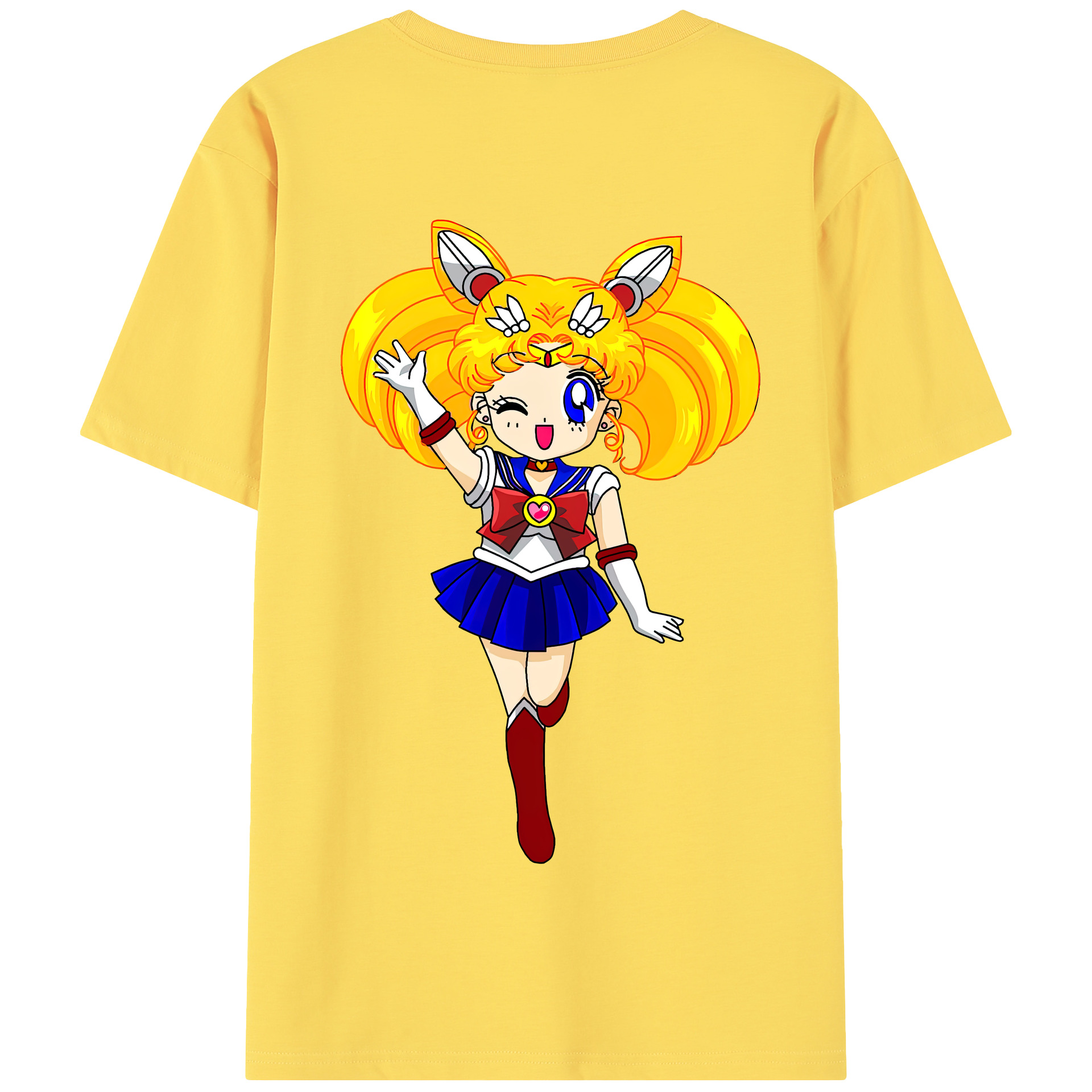 （画像用） 美少女戦士セーラームーン 月野 うさぎ つきの うさぎ Sailor Moon Tsukino Usagi 綿100％半袖Tシャツ（背面プリント）