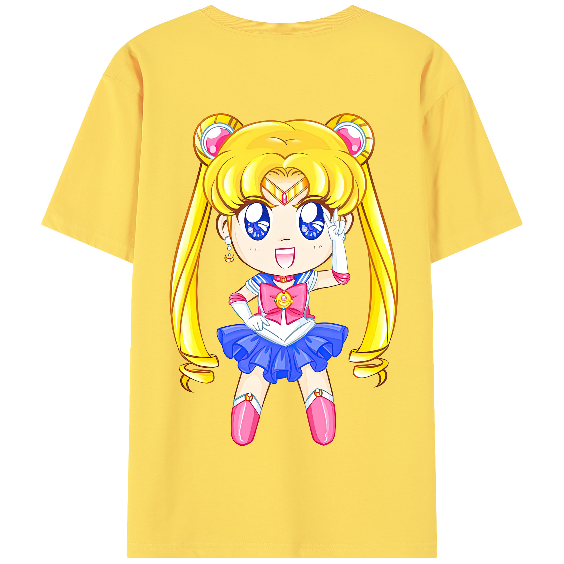 （画像用） 美少女戦士セーラームーン 月野 うさぎ つきの うさぎ Sailor Moon Tsukino Usagi 綿100％半袖Tシャツ（背面プリント）