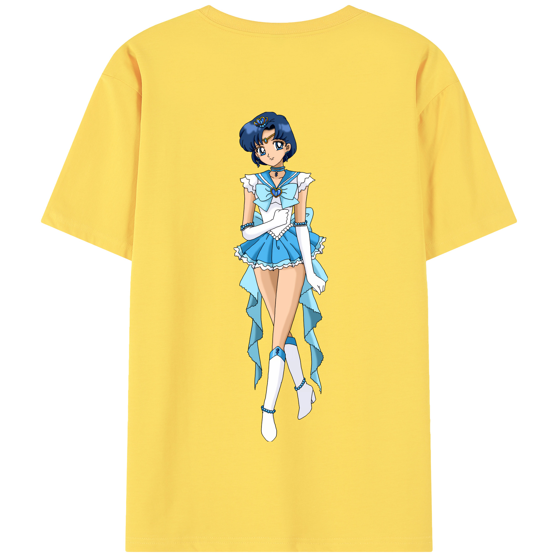 （画像用） 美少女戦士セーラームーン 水野 亜美 みずの あみ Sailor Moon Mizuno Ami 綿100％半袖Tシャツ（背面プリント）