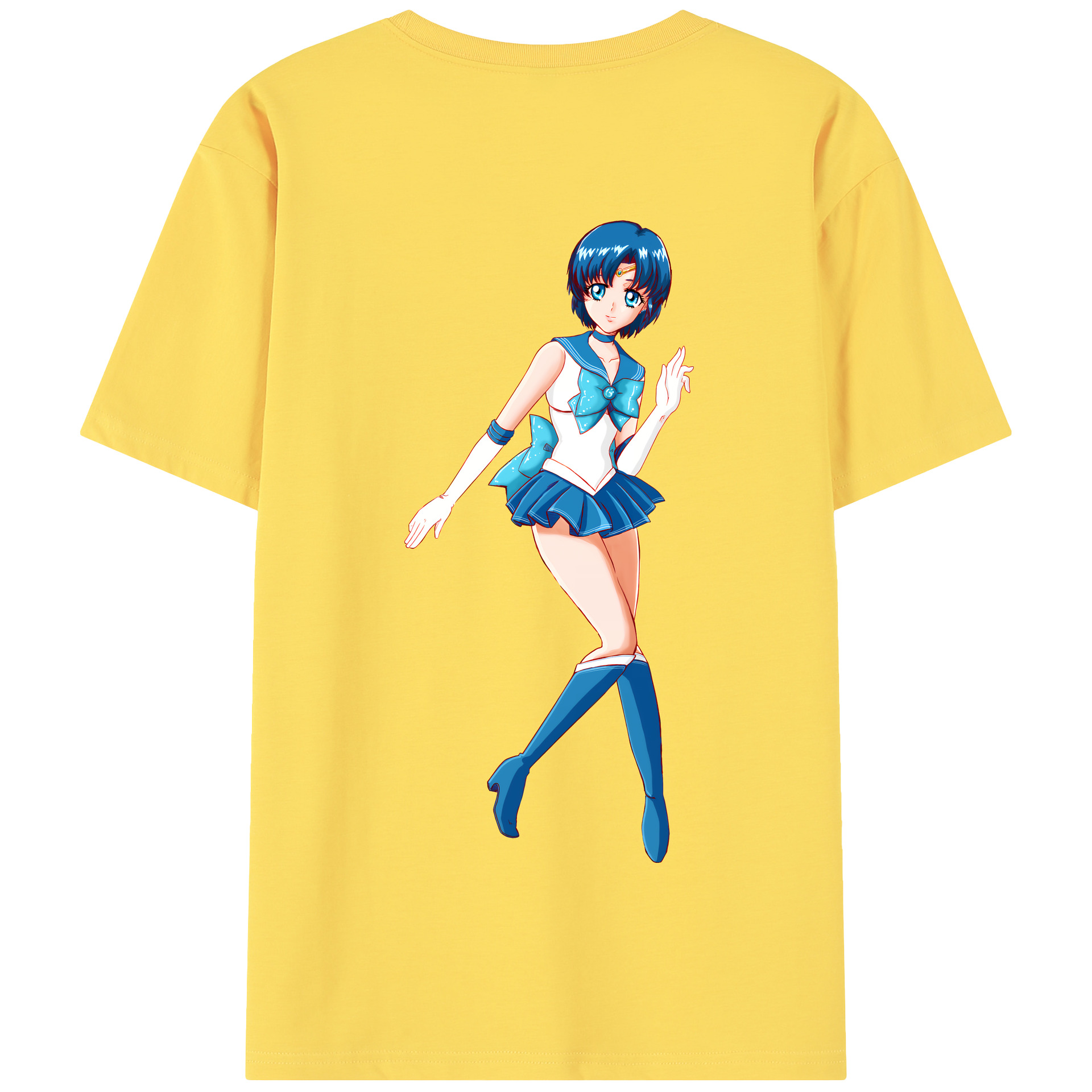 （画像用） 美少女戦士セーラームーン 水野 亜美 みずの あみ Sailor Moon Mizuno Ami 綿100％半袖Tシャツ（背面プリント）