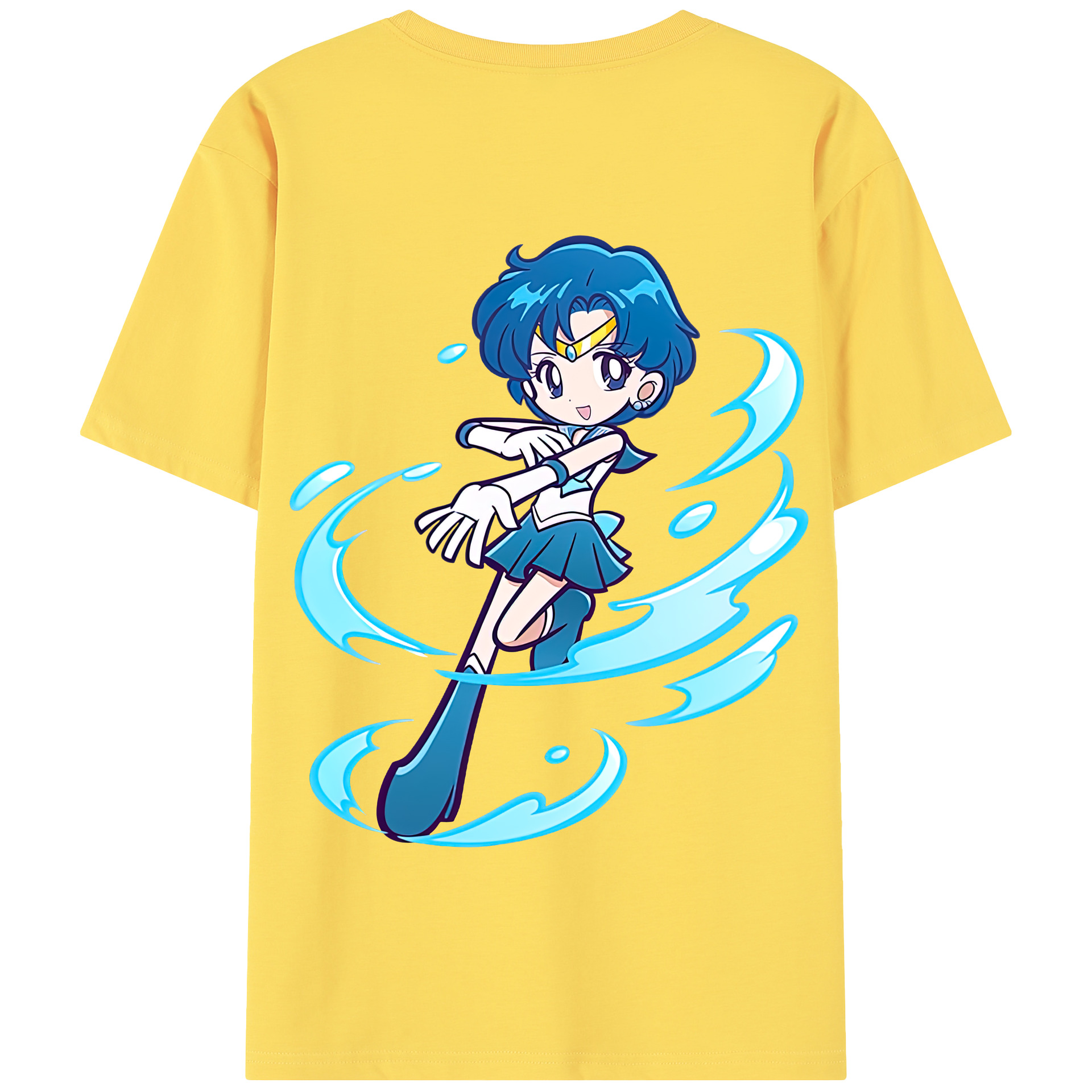 （画像用） 美少女戦士セーラームーン 水野 亜美 みずの あみ Sailor Moon Mizuno Ami 綿100％半袖Tシャツ（背面プリント）