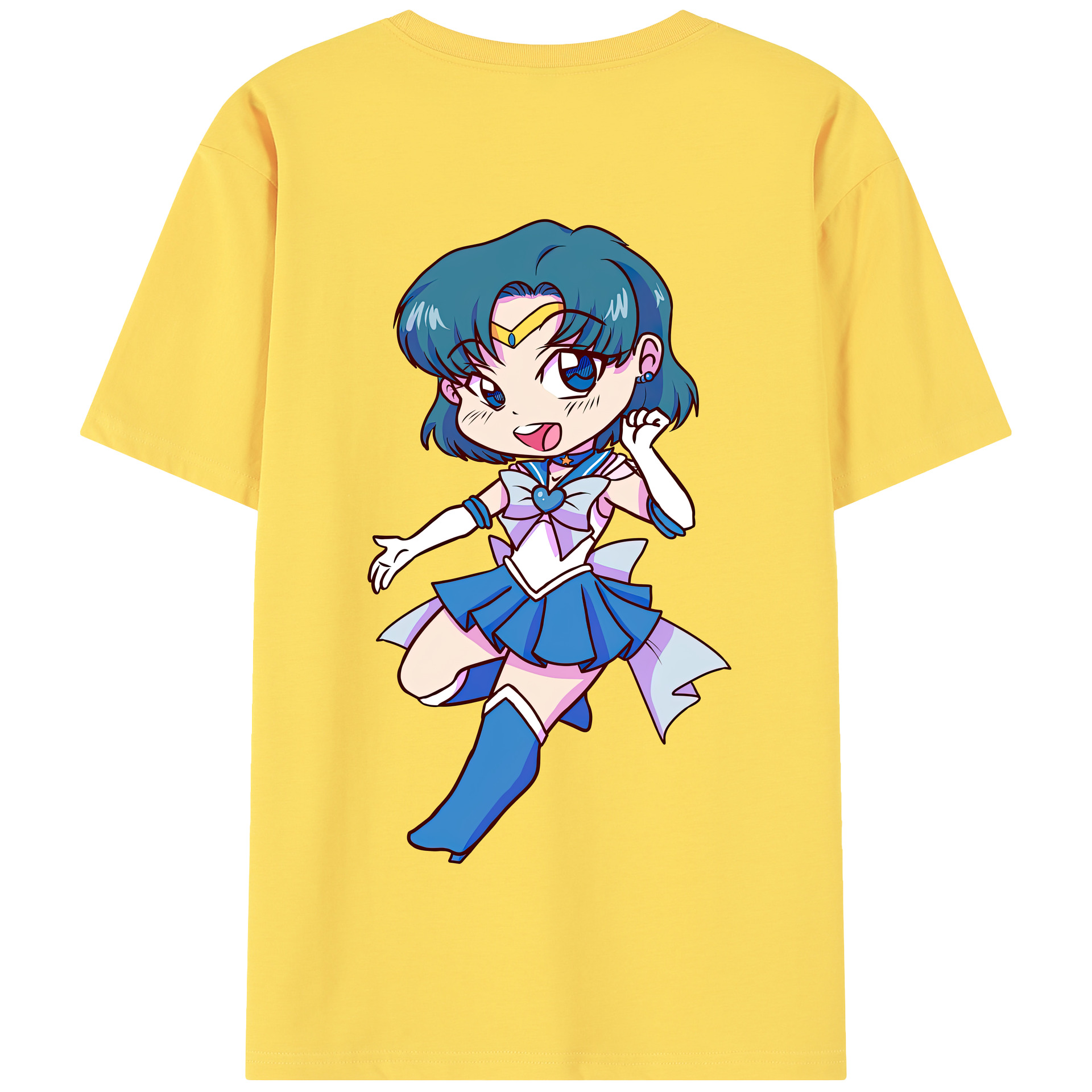 （画像用） 美少女戦士セーラームーン 水野 亜美 みずの あみ Sailor Moon Mizuno Ami 綿100％半袖Tシャツ（背面プリント）