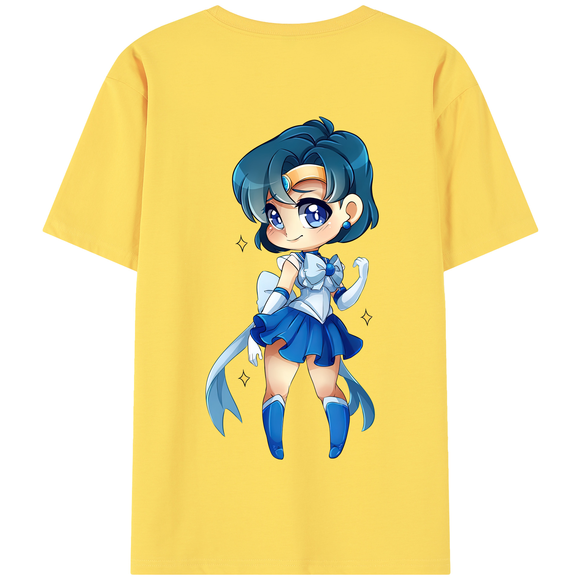 （画像用） 美少女戦士セーラームーン 水野 亜美 みずの あみ Sailor Moon Mizuno Ami 綿100％半袖Tシャツ（背面プリント）