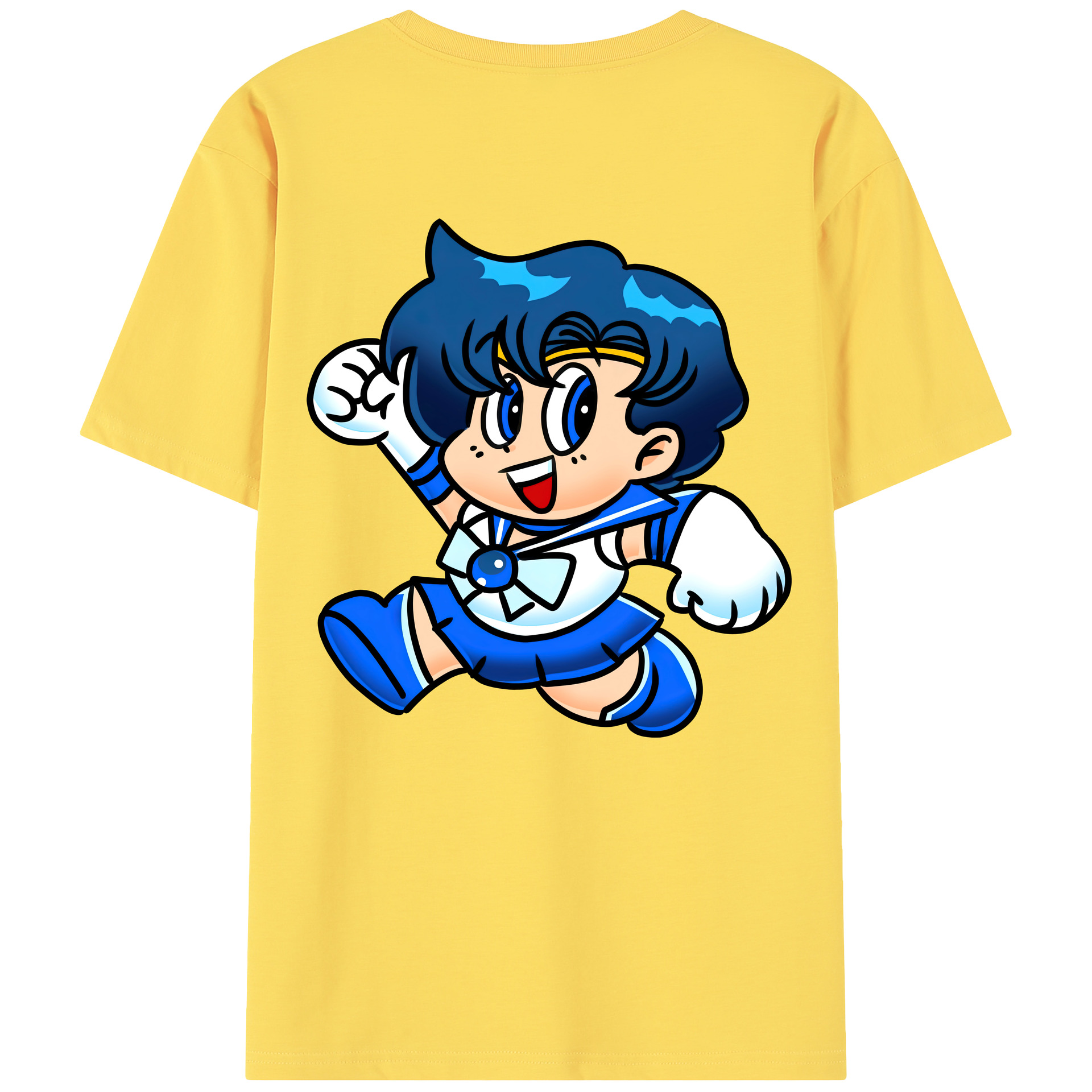 （画像用） 美少女戦士セーラームーン 水野 亜美 みずの あみ Sailor Moon Mizuno Ami 綿100％半袖Tシャツ（背面プリント）