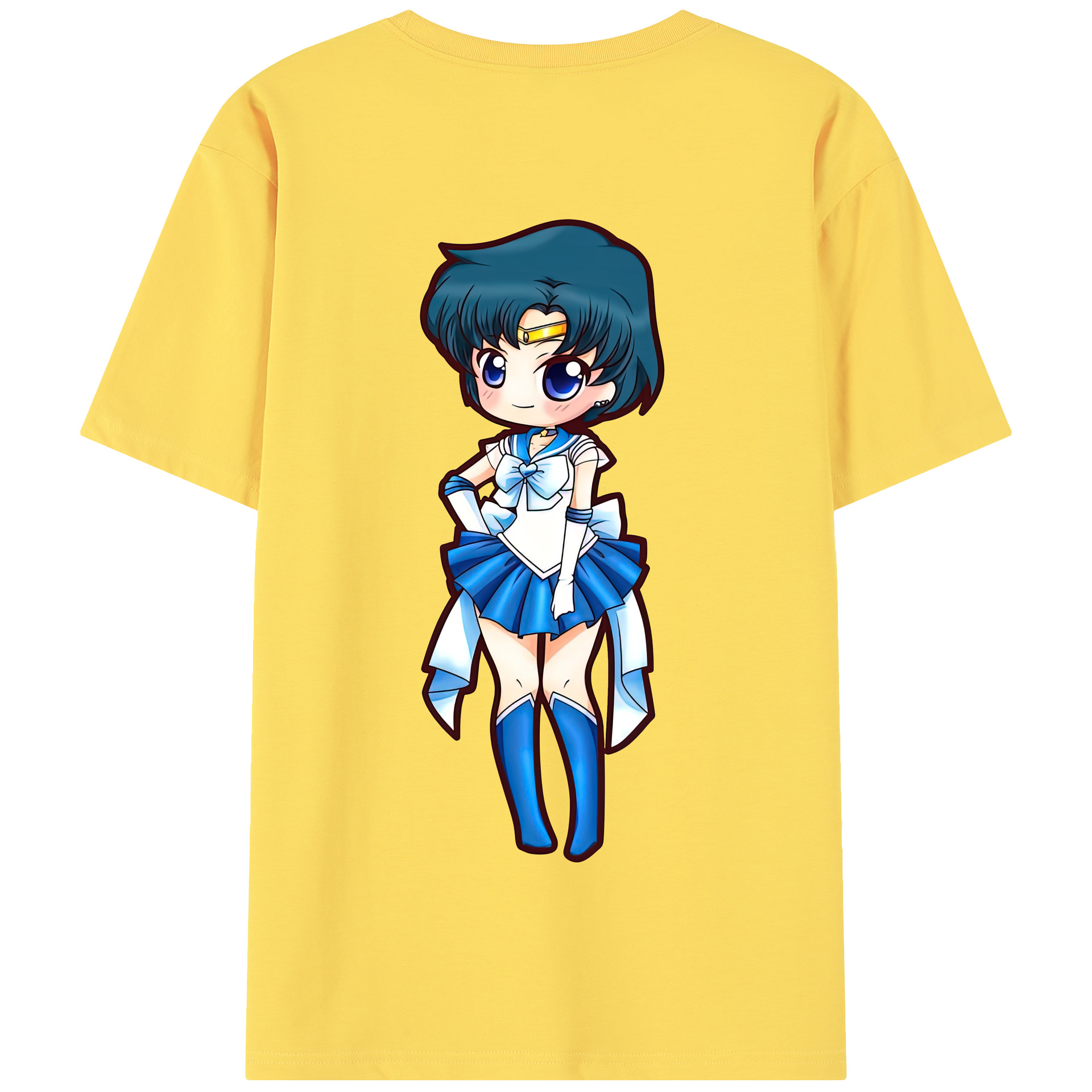 （画像用） 美少女戦士セーラームーン 水野 亜美 みずの あみ Sailor Moon Mizuno Ami 綿100％半袖Tシャツ（背面プリント）
