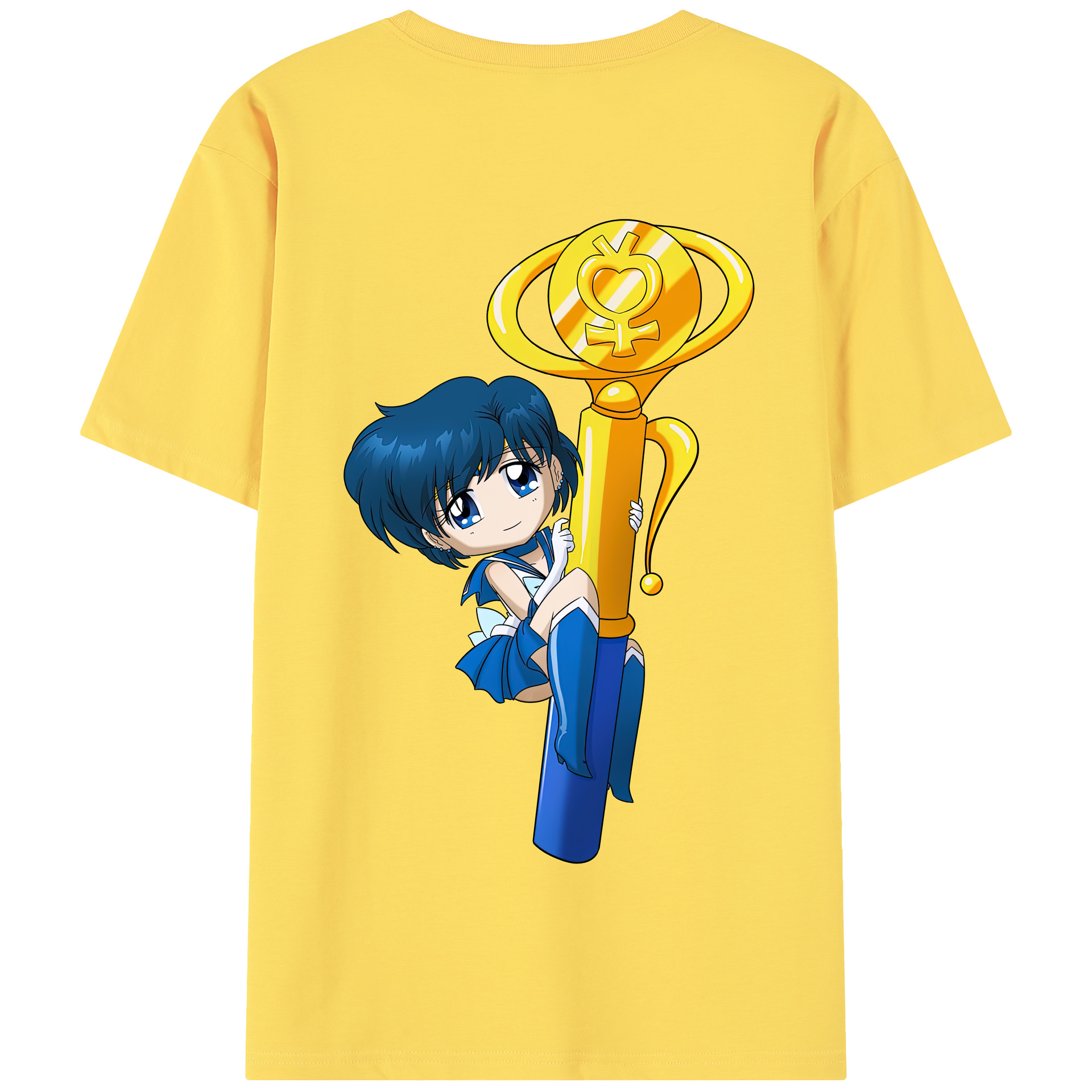 （画像用） 美少女戦士セーラームーン 水野 亜美 みずの あみ Sailor Moon Mizuno Ami 綿100％半袖Tシャツ（背面プリント）