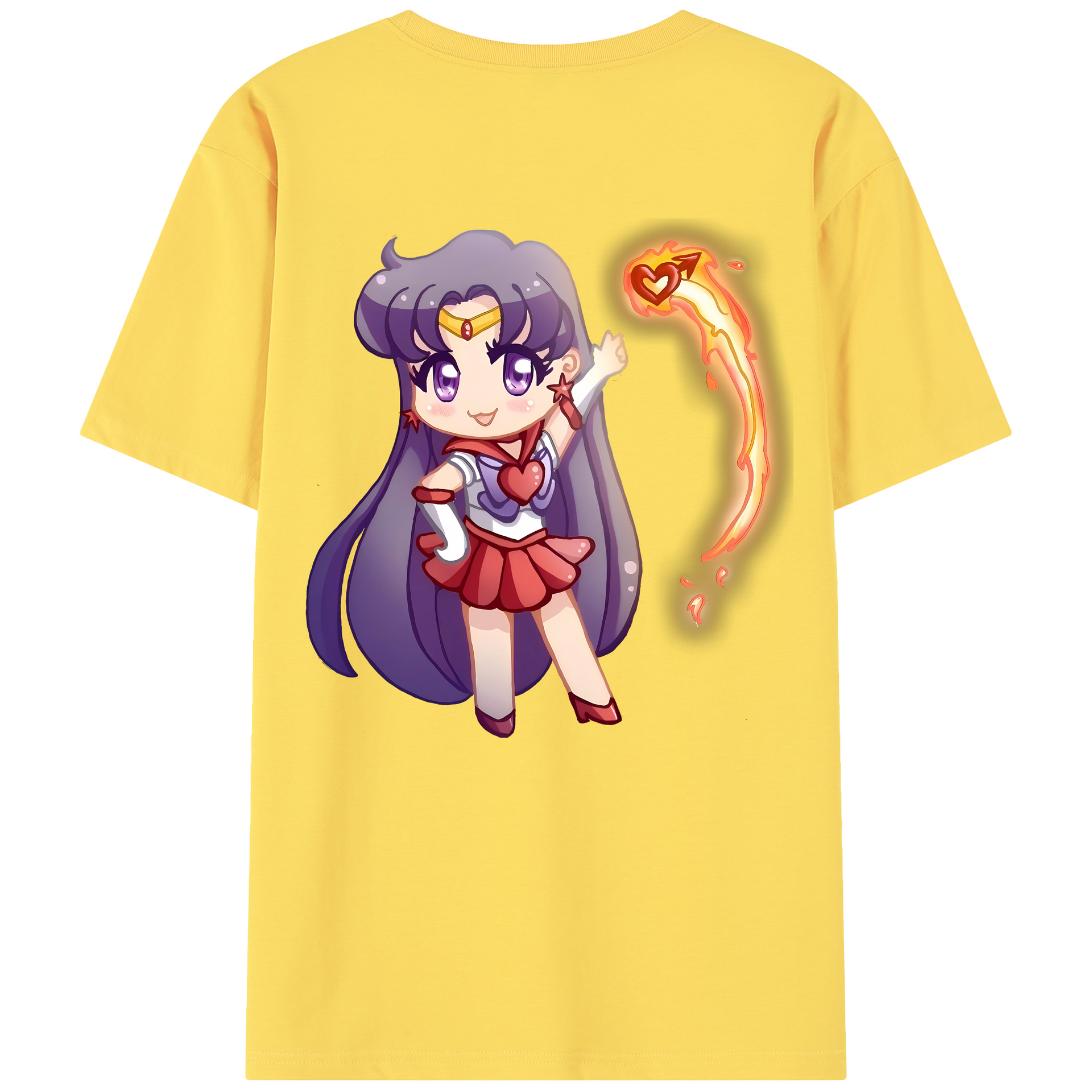 （画像用） 美少女戦士セーラームーン 火野レイ ひの レイ Sailor Moon Hino Rei （セーラーマーズ,Sailor Mars） 綿100％半袖Tシャツ（背面プリント）