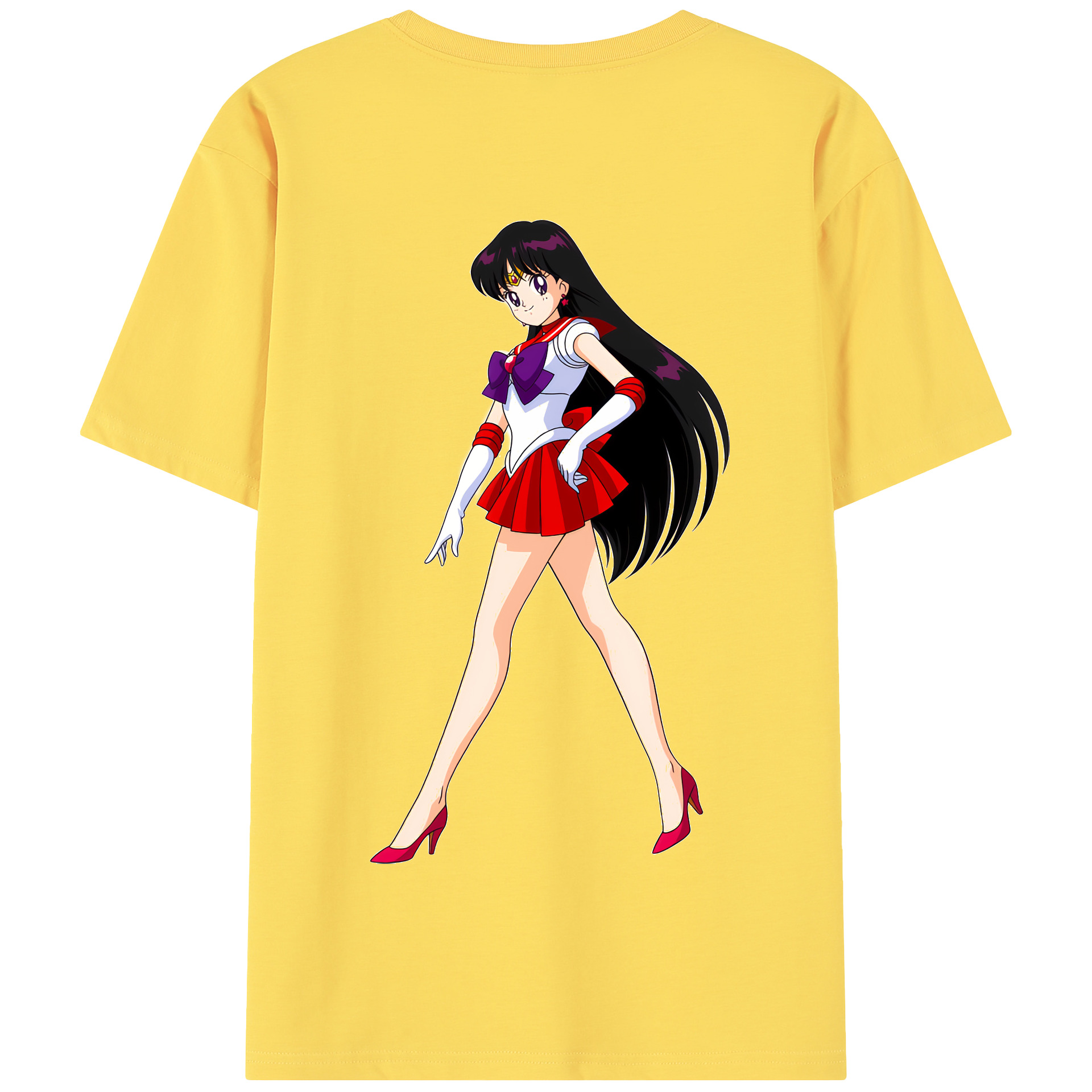 （画像用） 美少女戦士セーラームーン 火野レイ ひの レイ Sailor Moon Hino Rei （セーラーマーズ,Sailor Mars） 綿100％半袖Tシャツ（背面プリント）