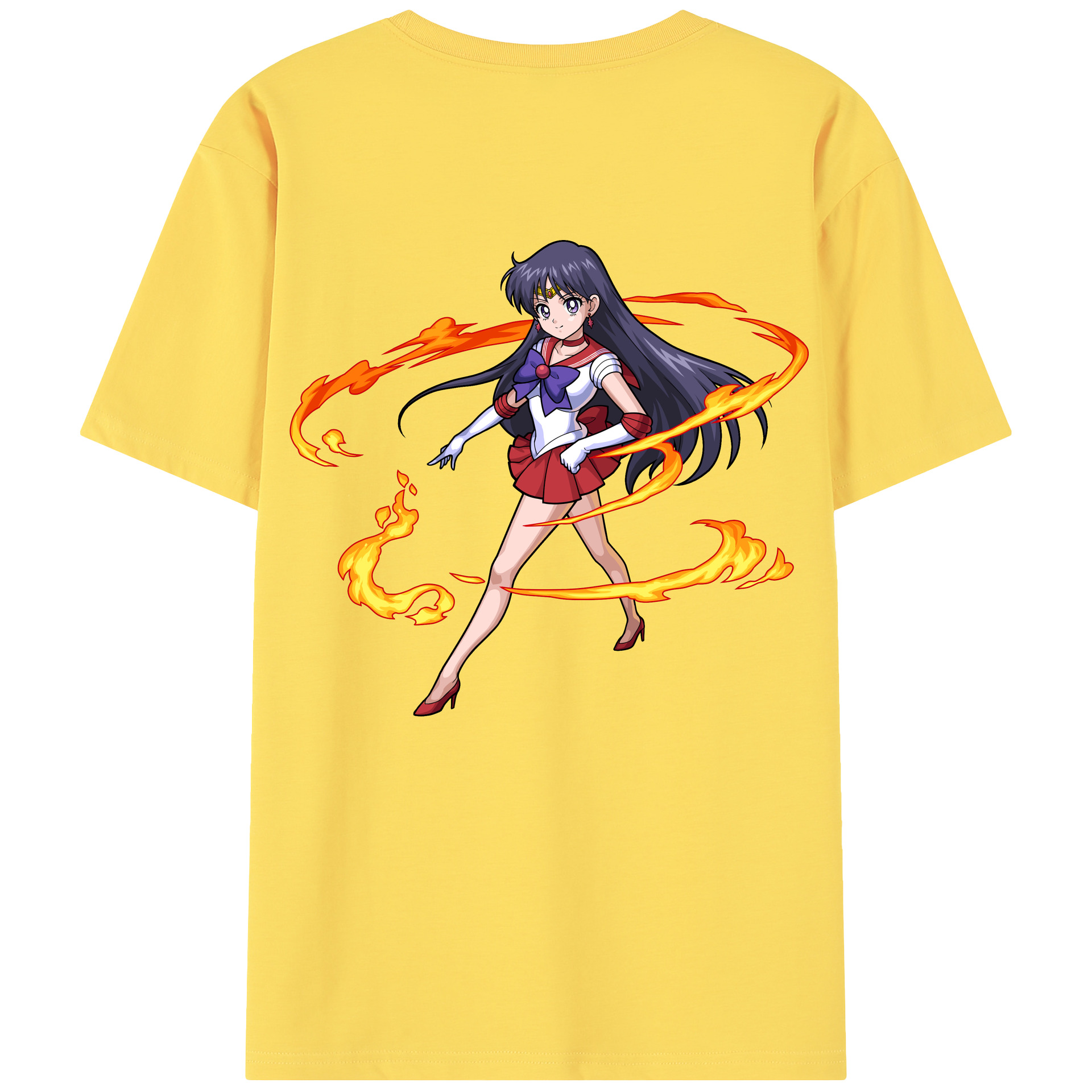（画像用） 美少女戦士セーラームーン 火野レイ ひの レイ Sailor Moon Hino Rei （セーラーマーズ,Sailor Mars） 綿100％半袖Tシャツ（背面プリント）