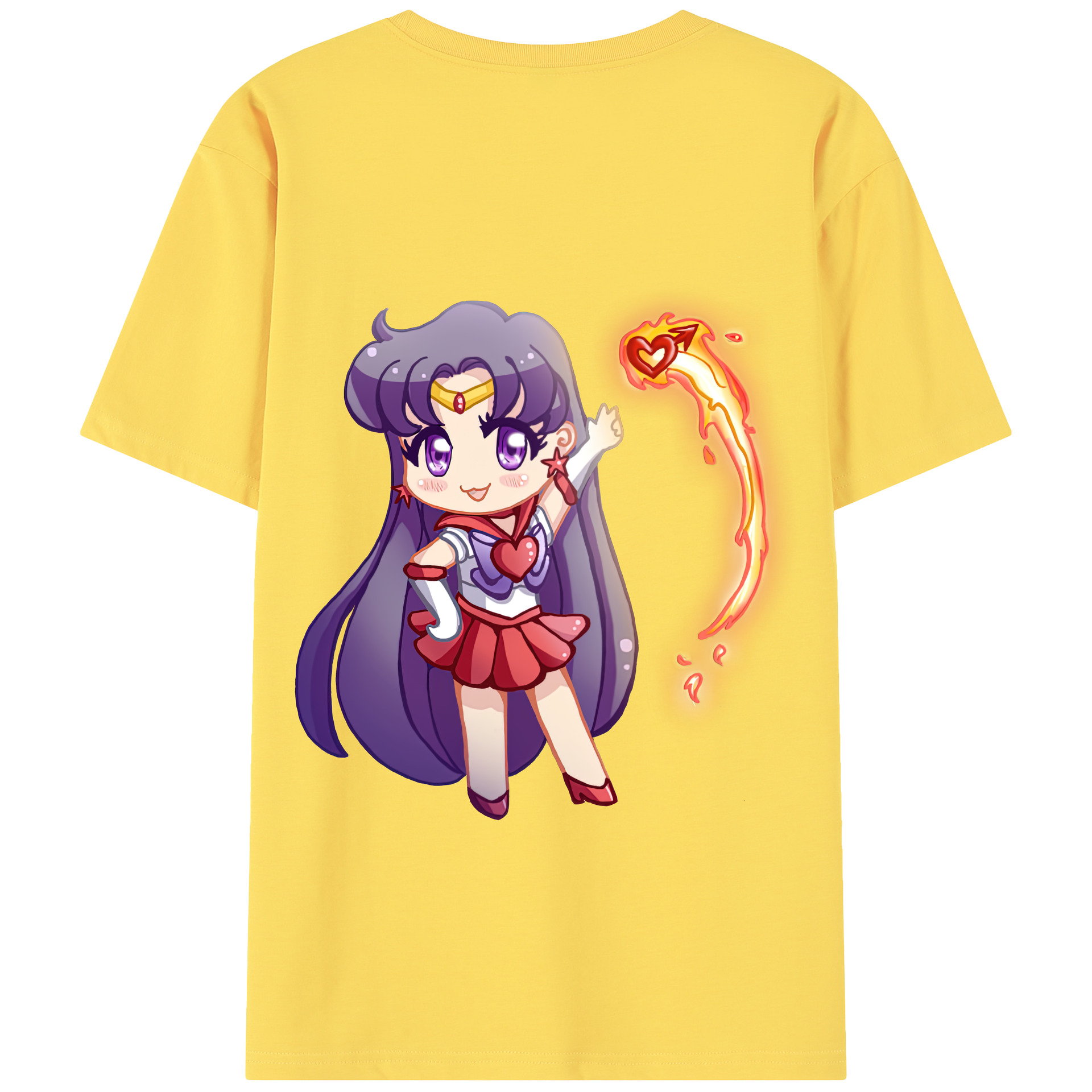 （画像用） 美少女戦士セーラームーン 火野レイ ひの レイ Sailor Moon Hino Rei （セーラーマーズ,Sailor Mars） 綿100％半袖Tシャツ（背面プリント）