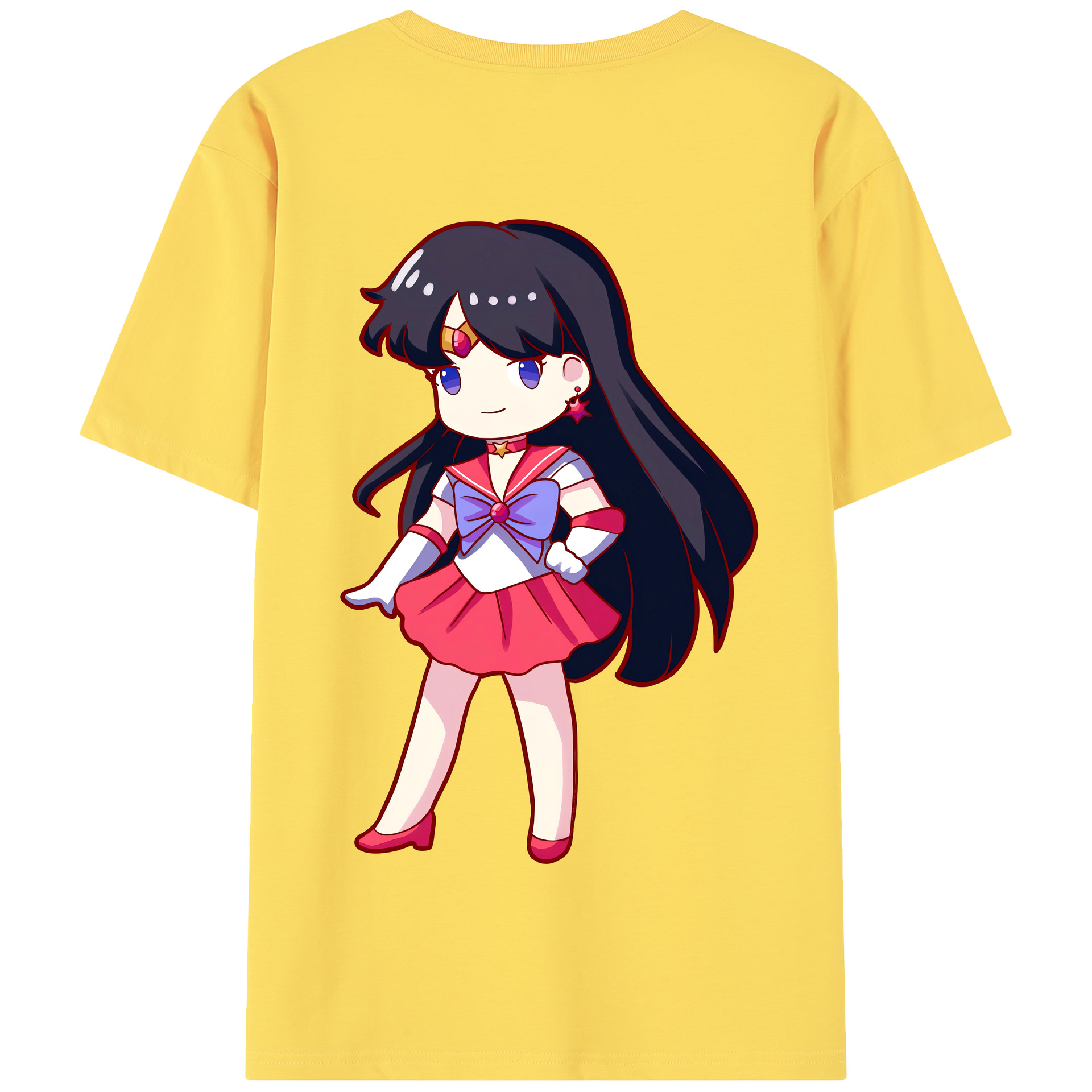 （画像用） 美少女戦士セーラームーン 火野レイ ひの レイ Sailor Moon Hino Rei （セーラーマーズ,Sailor Mars） 綿100％半袖Tシャツ（背面プリント）