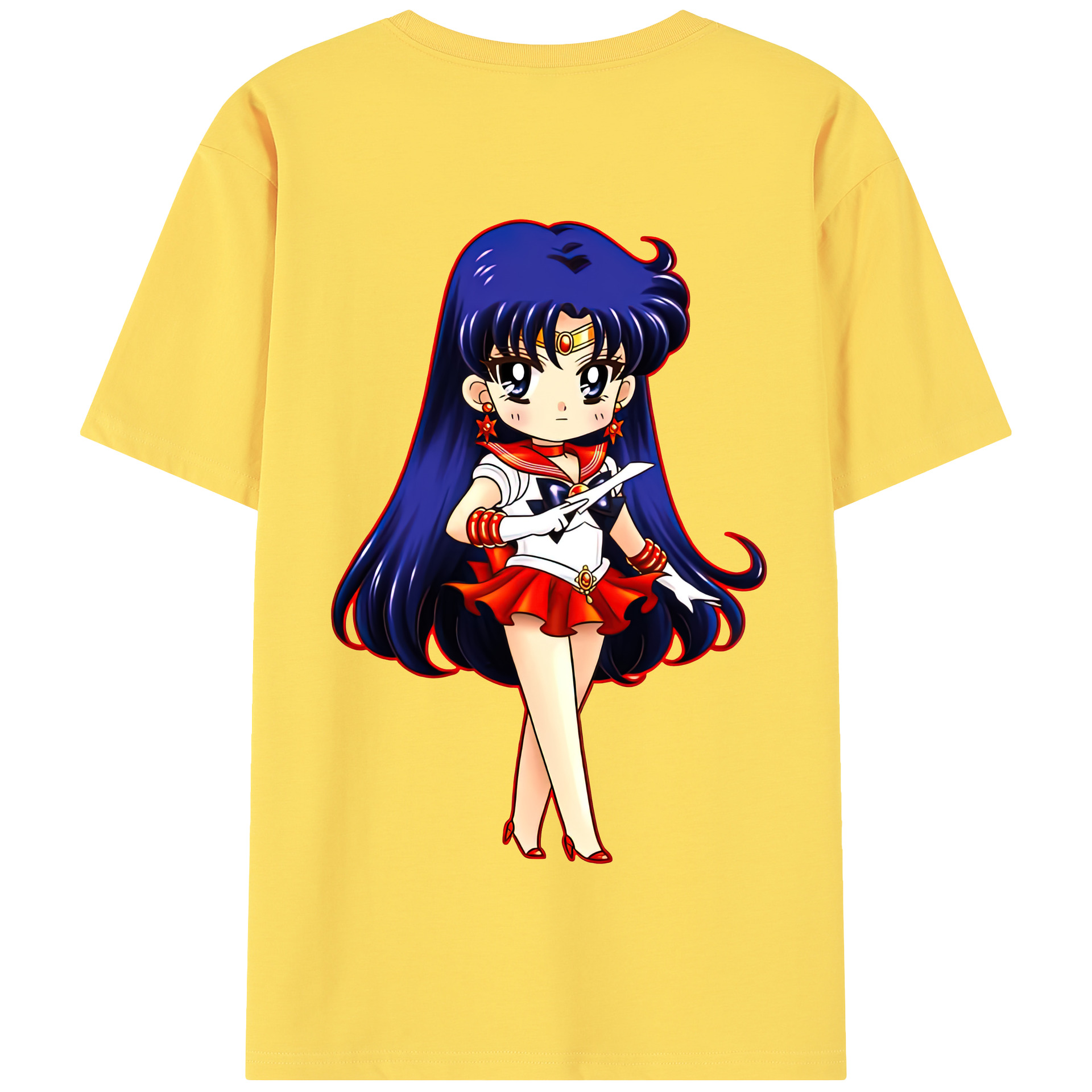 （画像用） 美少女戦士セーラームーン 火野レイ ひの レイ Sailor Moon Hino Rei （セーラーマーズ,Sailor Mars） 綿100％半袖Tシャツ（背面プリント）