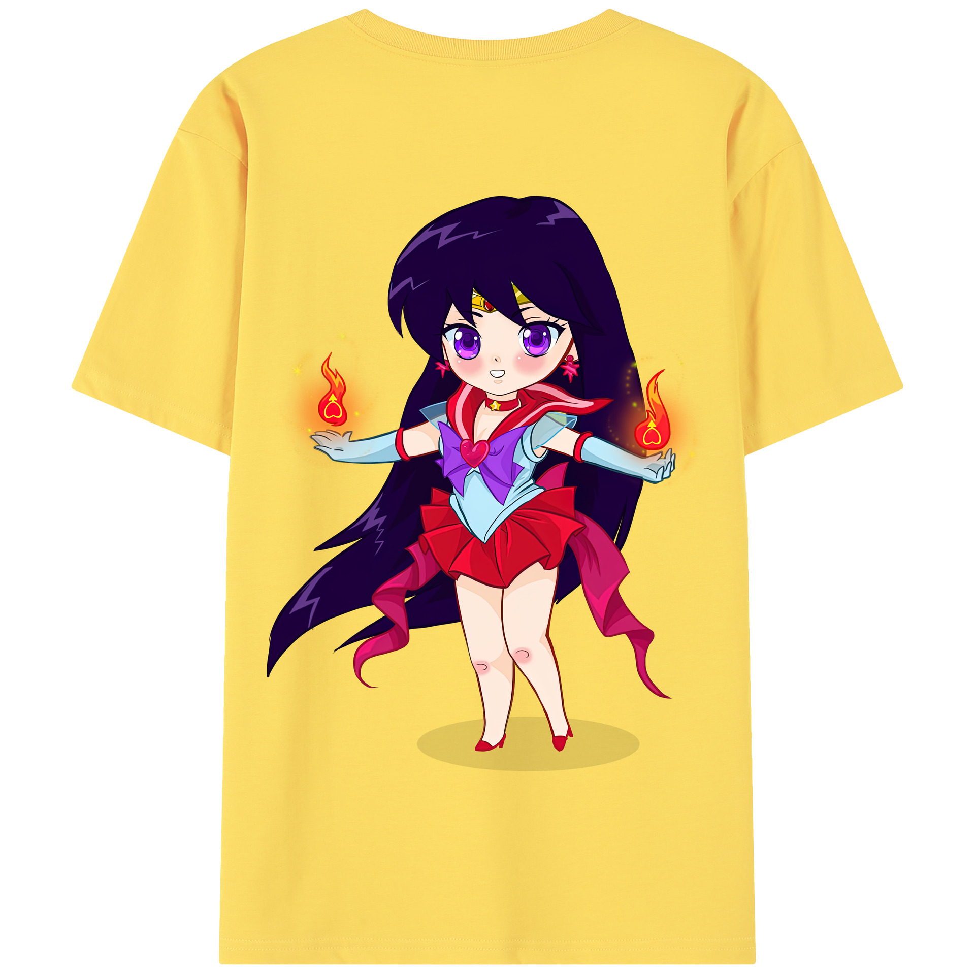 （画像用） 美少女戦士セーラームーン 火野レイ ひの レイ Sailor Moon Hino Rei （セーラーマーズ,Sailor Mars） 綿100％半袖Tシャツ（背面プリント）