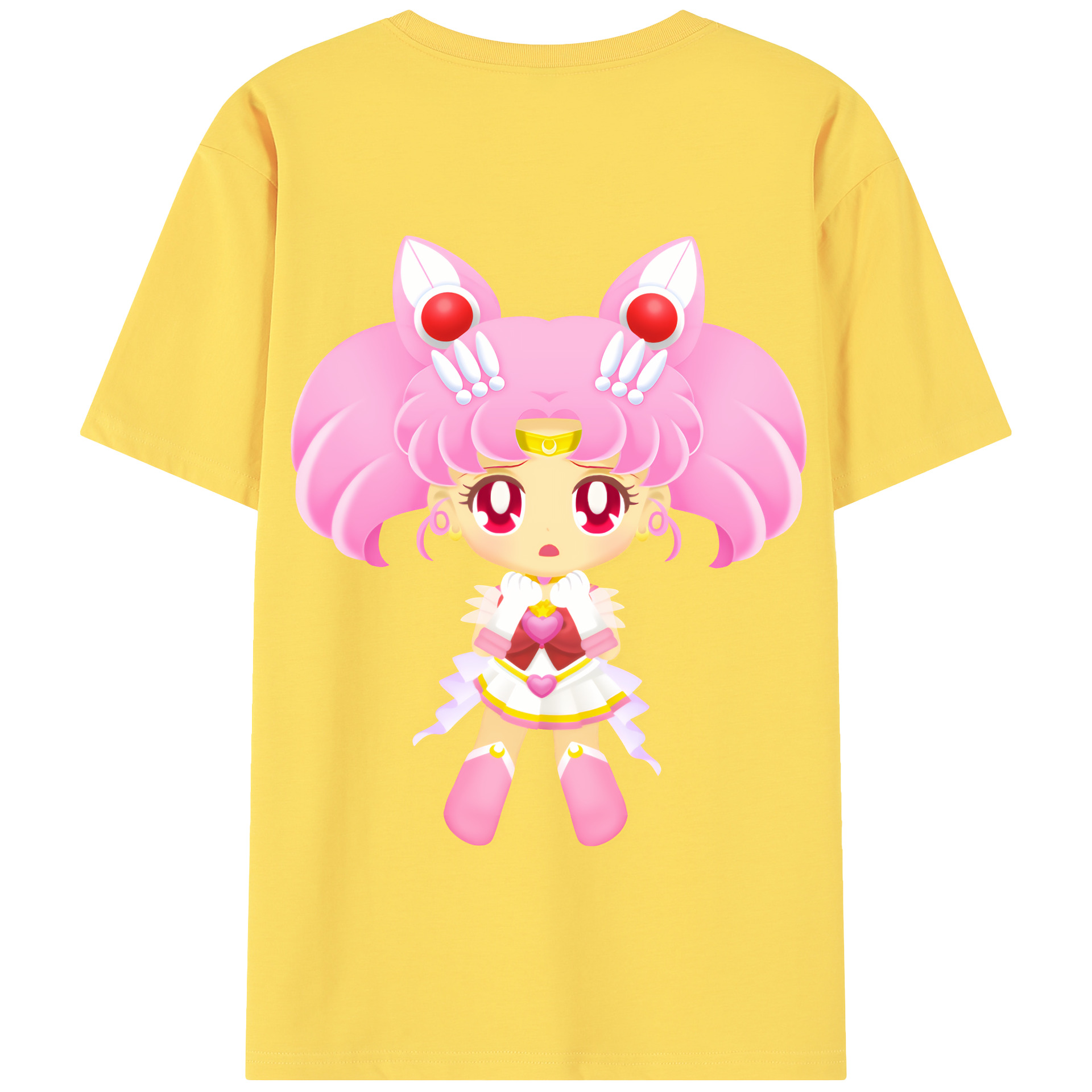 （画像用） 美少女戦士セーラームーン ちびうさ Sailor Moon Chibiusa Tsukino Usagi Small Lady Serenity 綿100％半袖Tシャツ（背面プリント）