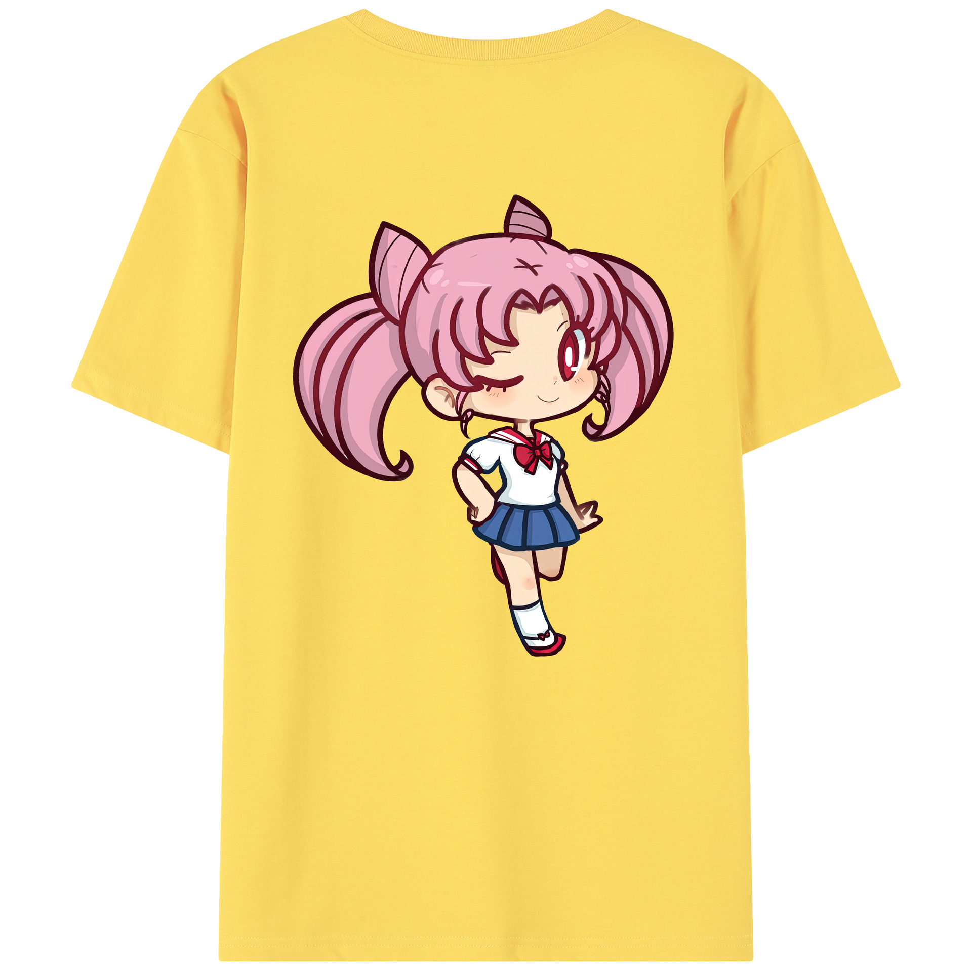 （画像用） 美少女戦士セーラームーン ちびうさ Sailor Moon Chibiusa Tsukino Usagi Small Lady Serenity 綿100％半袖Tシャツ（背面プリント）