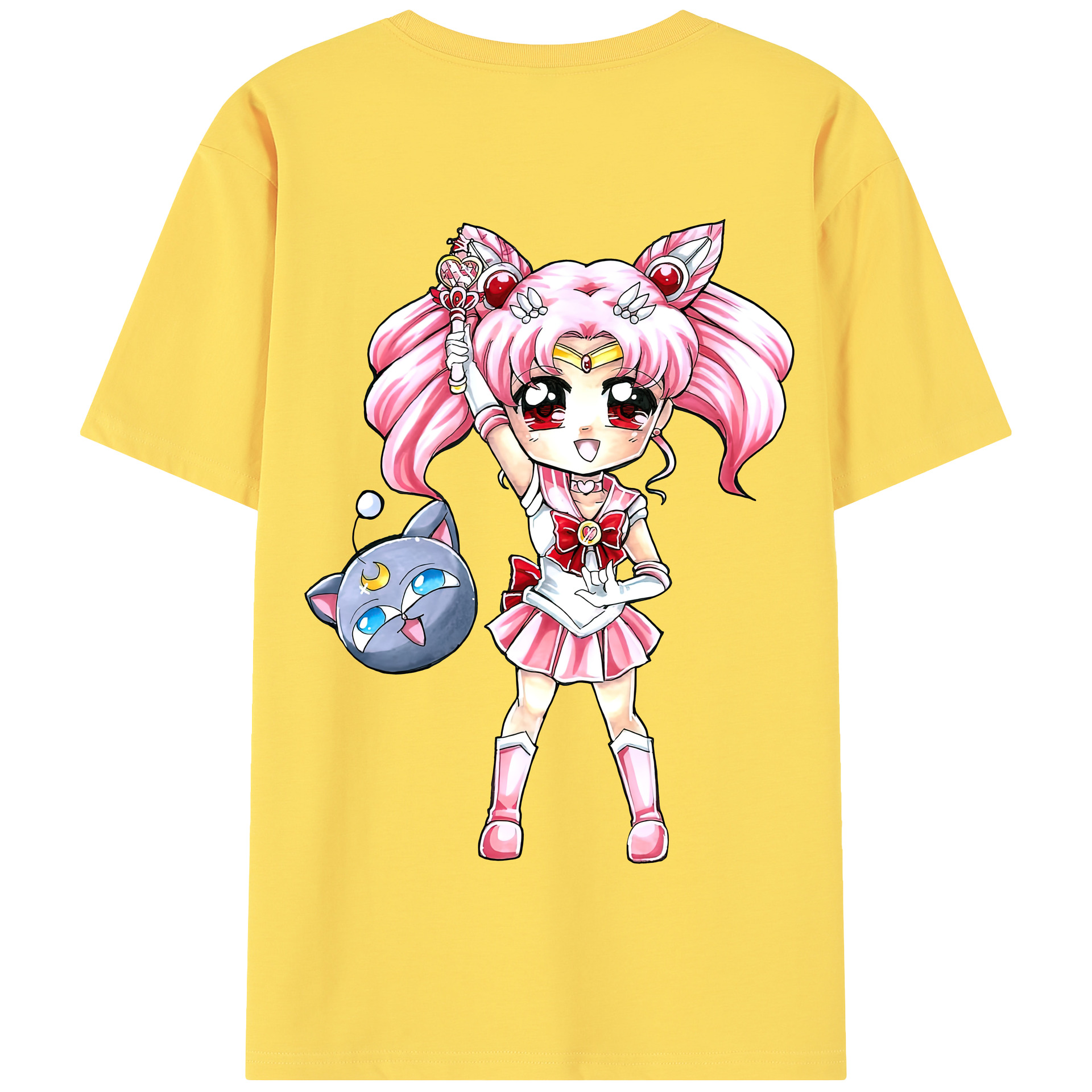 （画像用） 美少女戦士セーラームーン ちびうさ Sailor Moon Chibiusa Tsukino Usagi Small Lady Serenity 綿100％半袖Tシャツ（背面プリント）