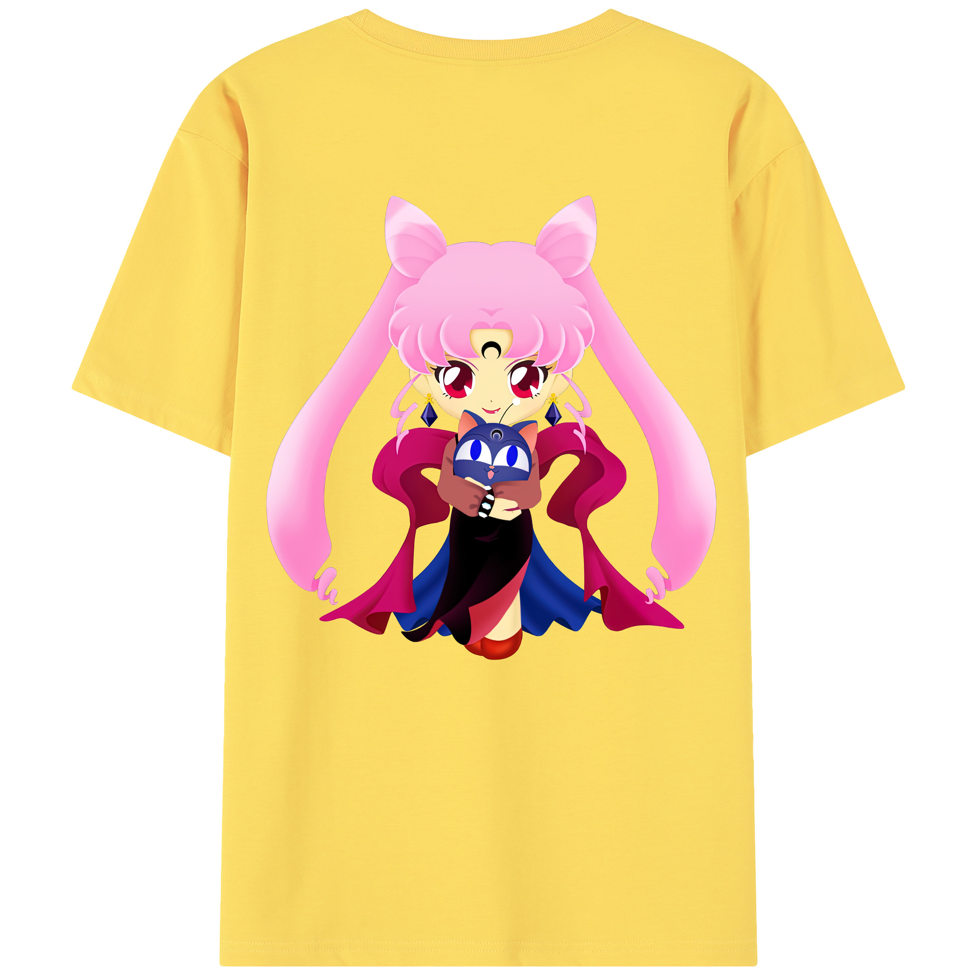 （画像用） 美少女戦士セーラームーン ちびうさ Sailor Moon Chibiusa Tsukino Usagi Small Lady Serenity 綿100％半袖Tシャツ（背面プリント）