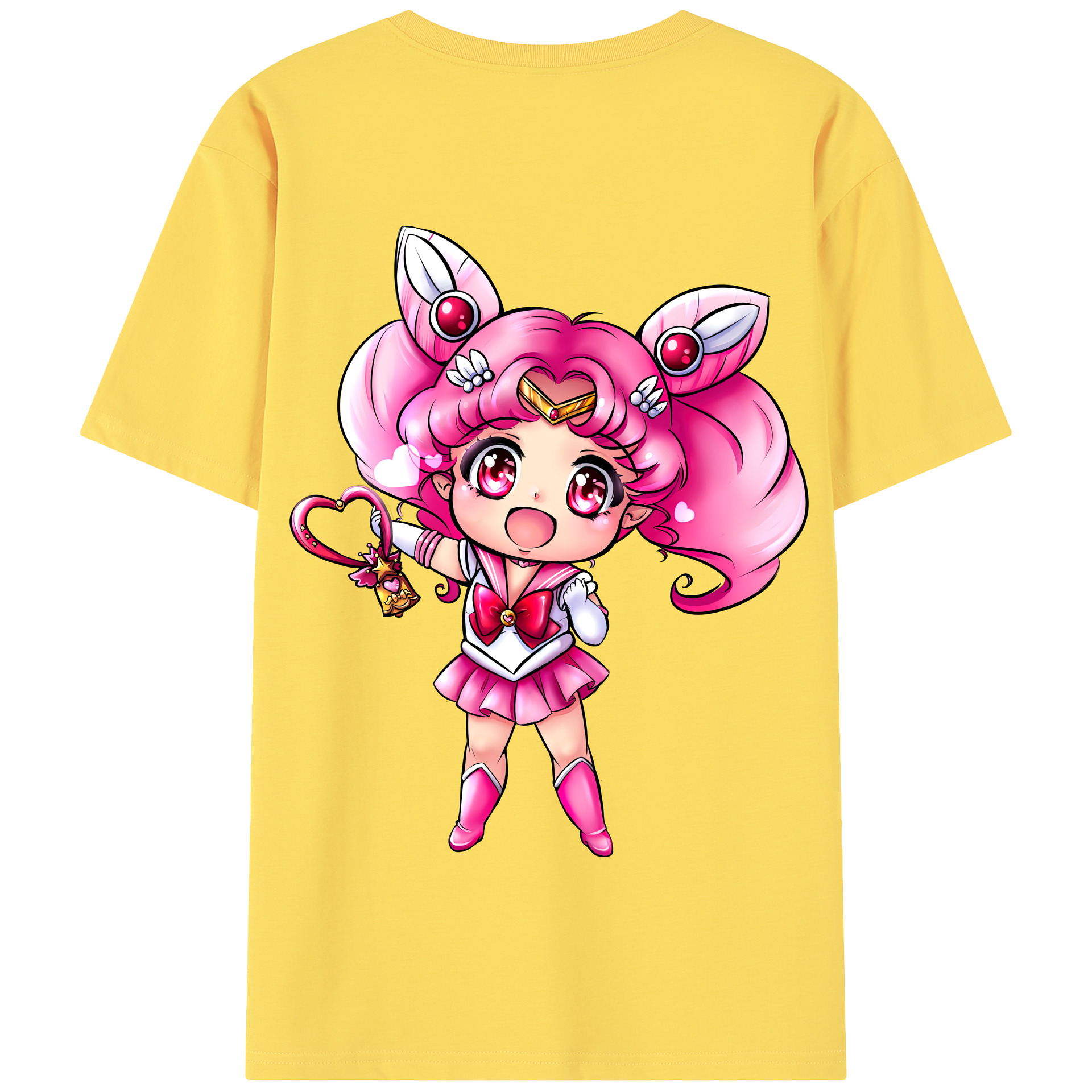 （画像用） 美少女戦士セーラームーン ちびうさ Sailor Moon Chibiusa Tsukino Usagi Small Lady Serenity 綿100％半袖Tシャツ（背面プリント）