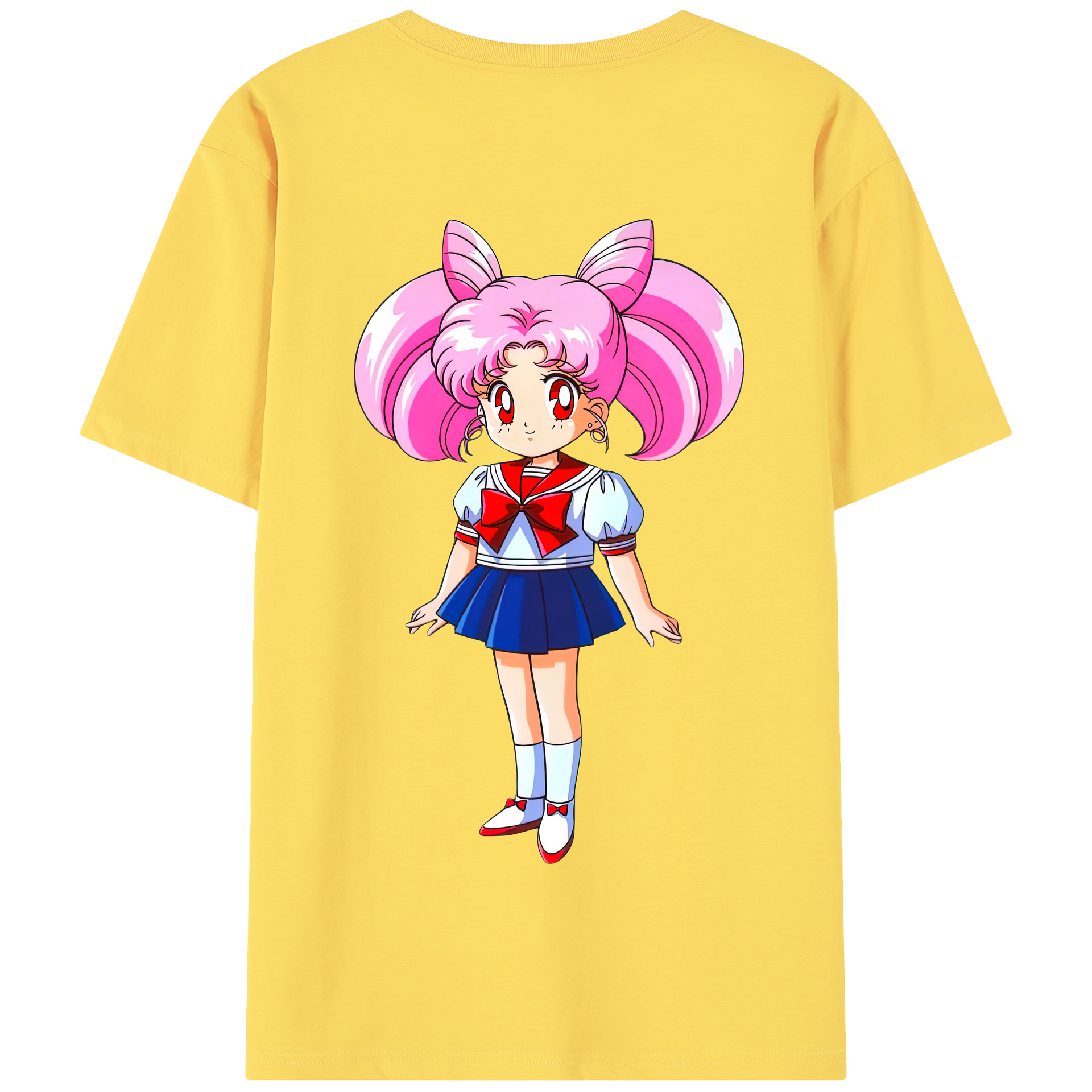 （画像用） 美少女戦士セーラームーン ちびうさ Sailor Moon Chibiusa Tsukino Usagi Small Lady Serenity 綿100％半袖Tシャツ（背面プリント）