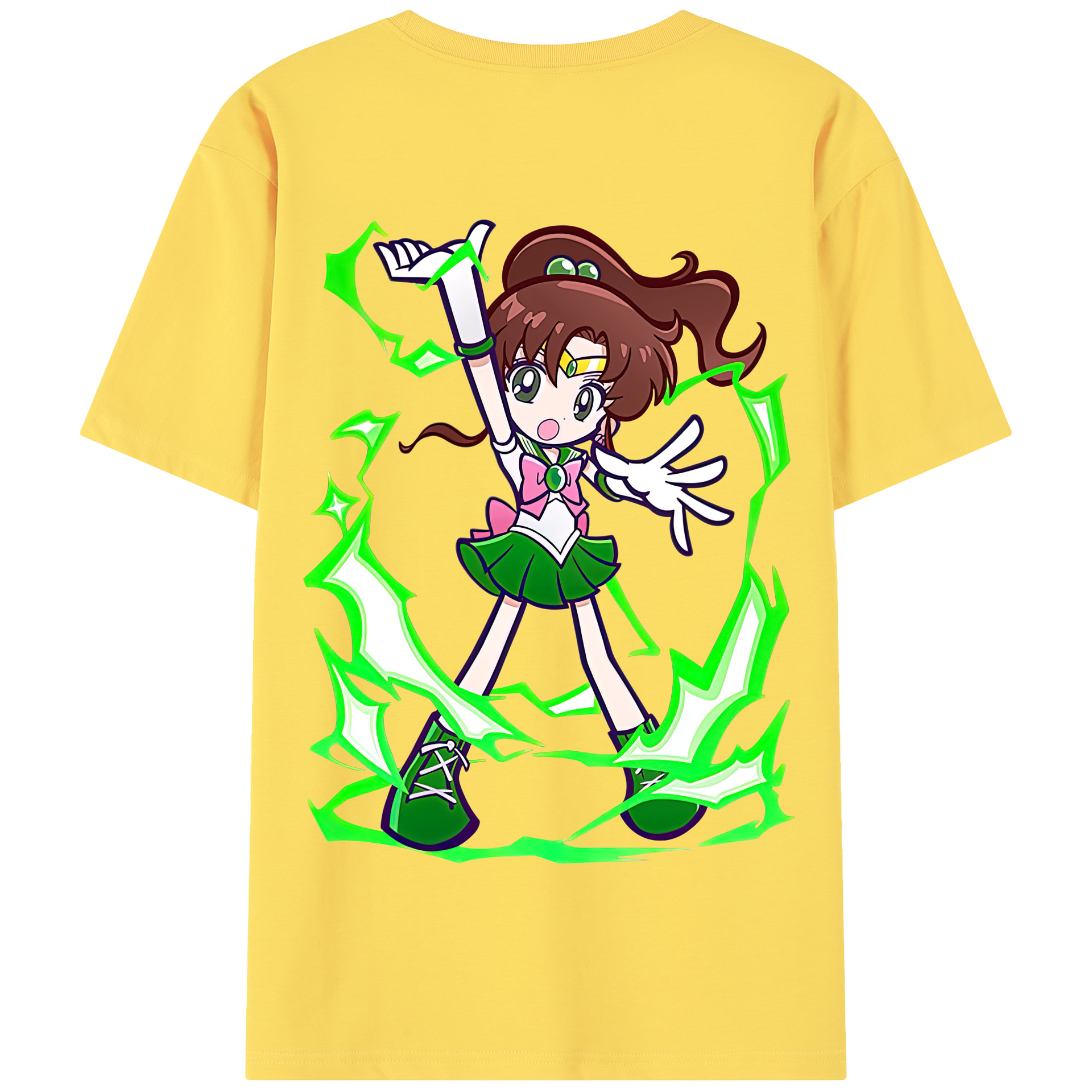 （画像用） 美少女戦士セーラームーン 木野 まこと きの まこと Sailor Moon Kino Makoto （セーラージュピター；Sailor Jupiter） 綿100％半袖Tシャツ（背面プリント）