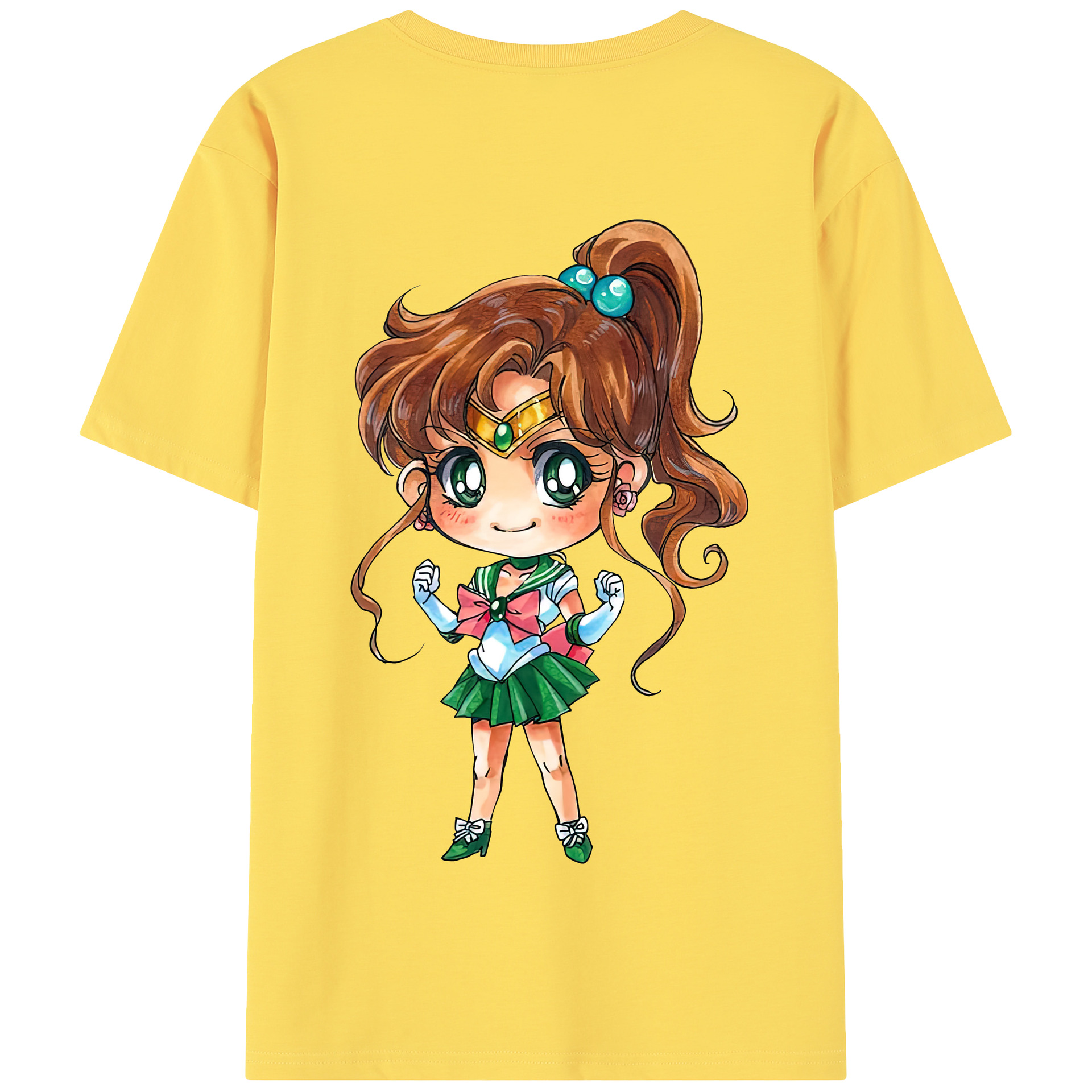 （画像用） 美少女戦士セーラームーン 木野 まこと きの まこと Sailor Moon Kino Makoto （セーラージュピター；Sailor Jupiter） 綿100％半袖Tシャツ（背面プリント）