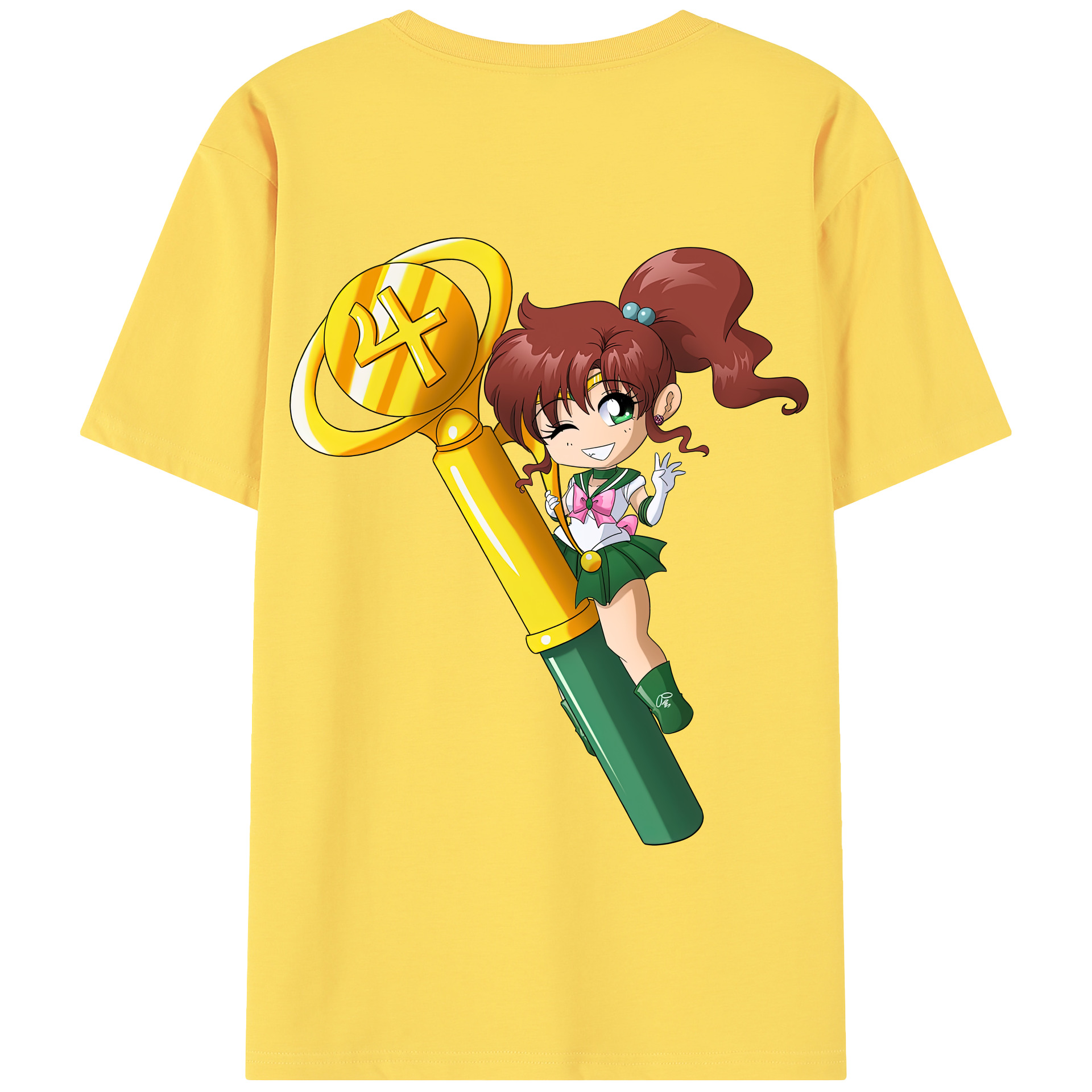 （画像用） 美少女戦士セーラームーン 木野 まこと きの まこと Sailor Moon Kino Makoto （セーラージュピター；Sailor Jupiter） 綿100％半袖Tシャツ（背面プリント）