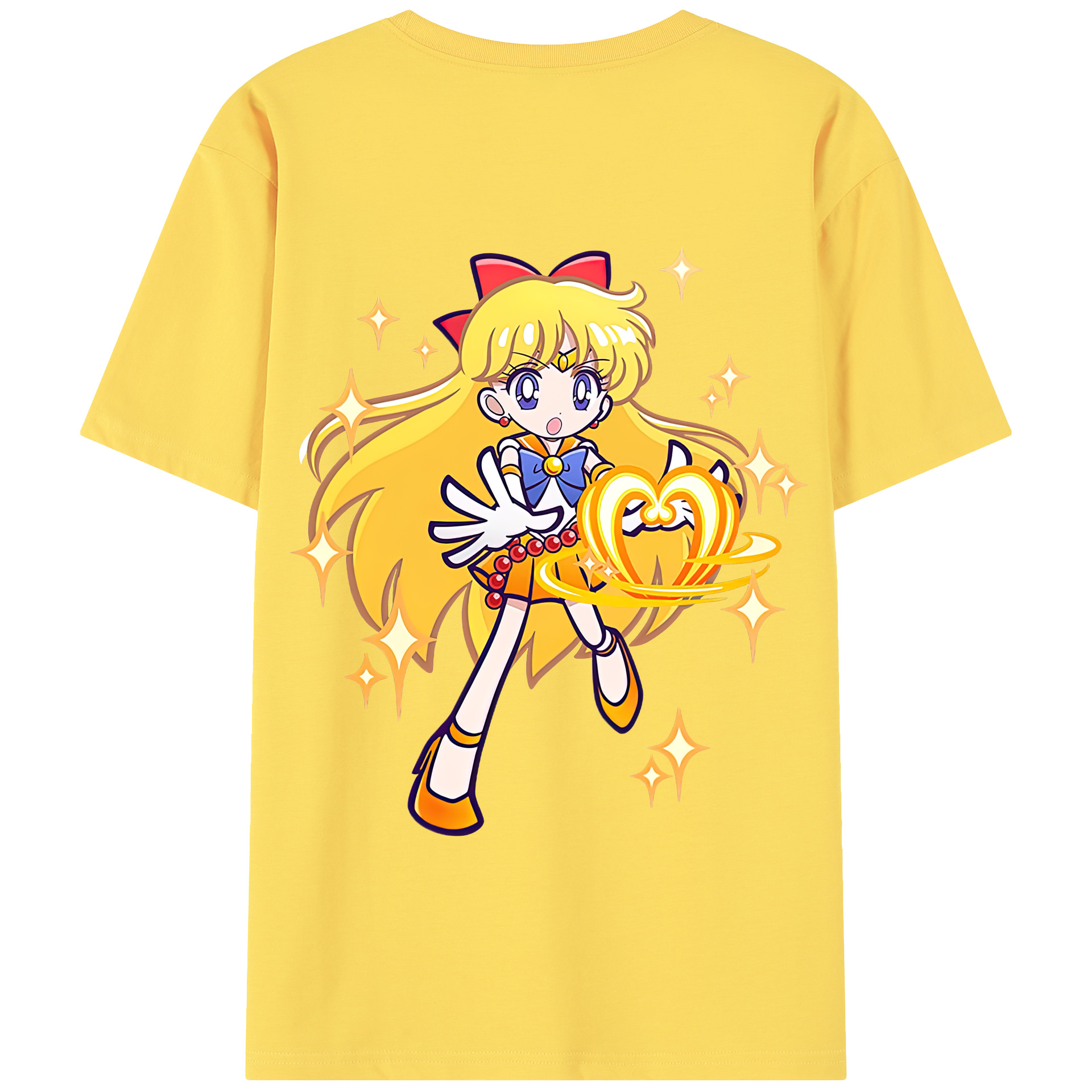 （画像用） 美少女戦士セーラームーン 愛野 美奈子 あいの みなこ Sailor Moon Aino Minako 綿100％半袖Tシャツ（背面プリント）