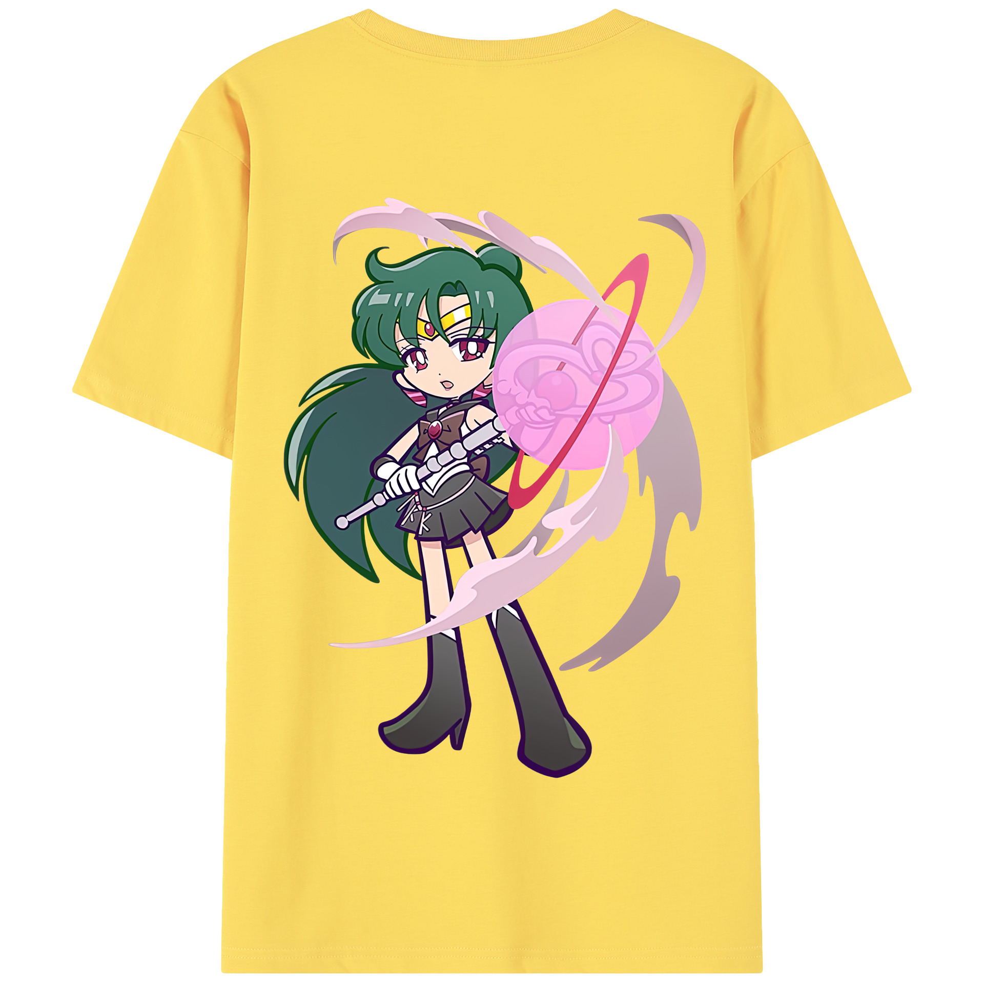 （画像用） 美少女戦士セーラームーン 冥王せつな Sailor Moon Meiou Setsuna 綿100％半袖Tシャツ（背面プリント）