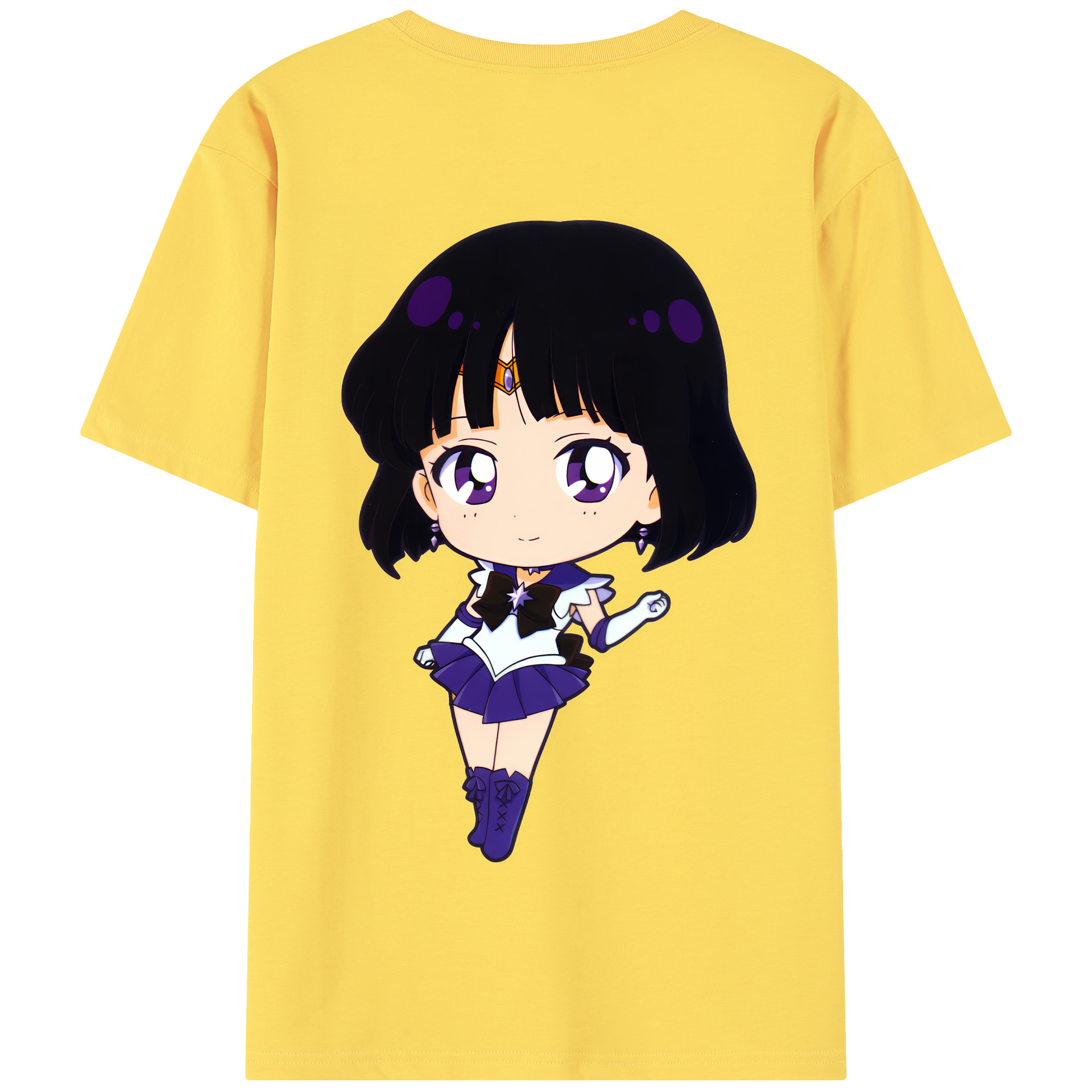 （画像用） 美少女戦士セーラームーン 土萠ほたる Sailor Moon Tomoe Hotaru （セーラーサターン；Sailor Saturn） 綿100％半袖Tシャツ（背面プリント）