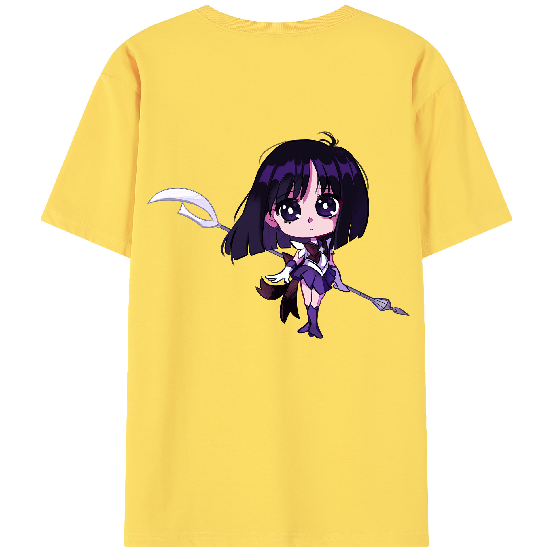 （画像用） 美少女戦士セーラームーン 土萠ほたる Sailor Moon Tomoe Hotaru （セーラーサターン；Sailor Saturn） 綿100％半袖Tシャツ（背面プリント）
