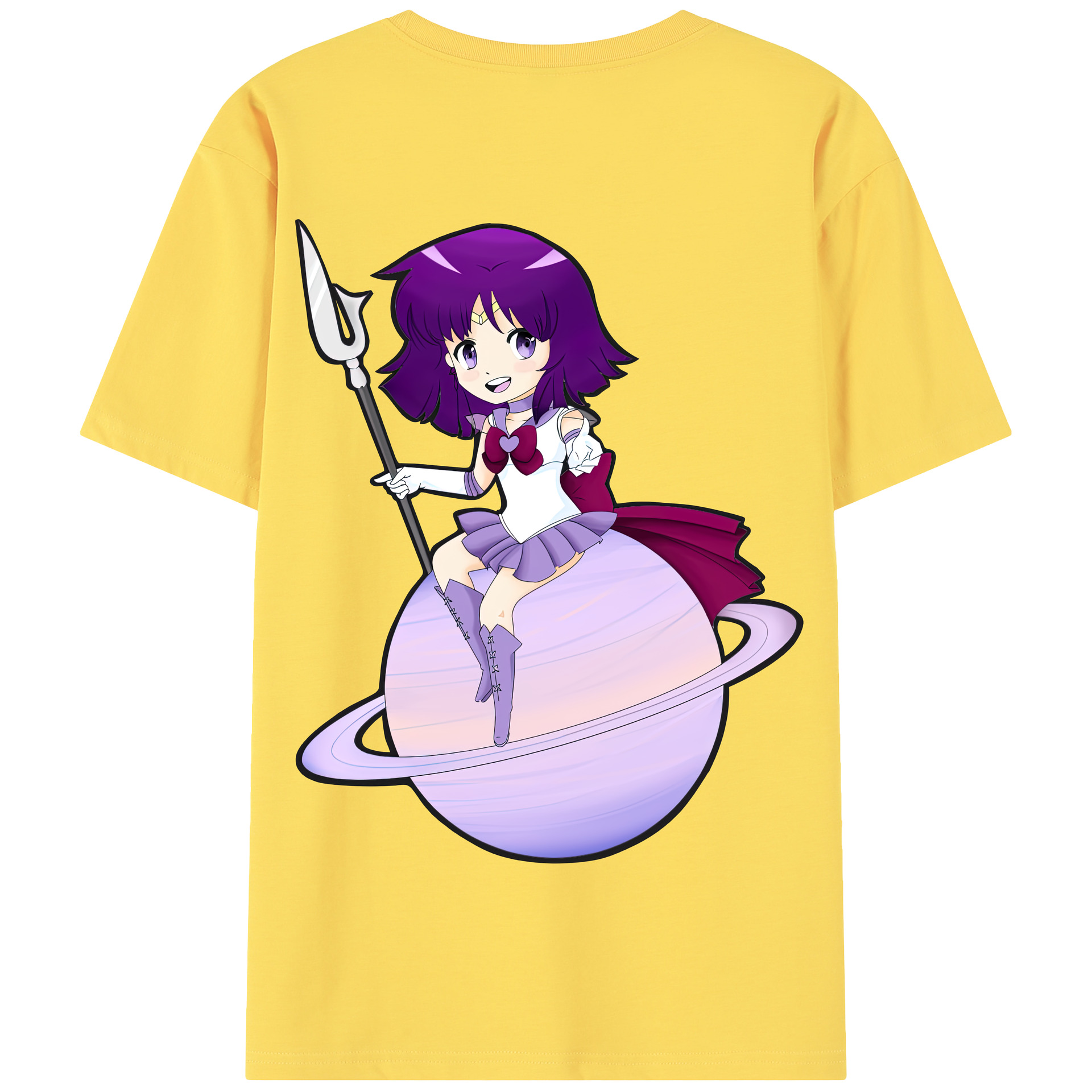 （画像用） 美少女戦士セーラームーン 土萠ほたる Sailor Moon Tomoe Hotaru （セーラーサターン；Sailor Saturn） 綿100％半袖Tシャツ（背面プリント）