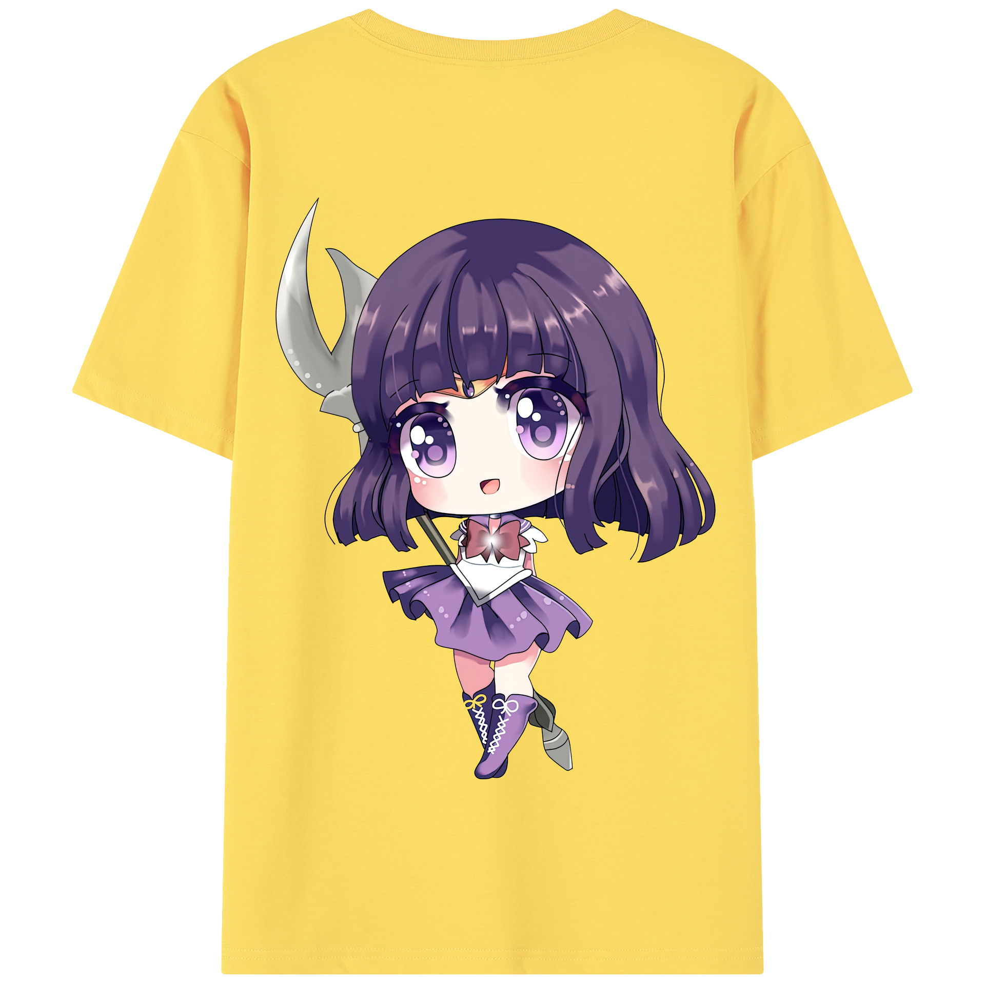 （画像用） 美少女戦士セーラームーン 土萠ほたる Sailor Moon Tomoe Hotaru （セーラーサターン；Sailor Saturn） 綿100％半袖Tシャツ（背面プリント）
