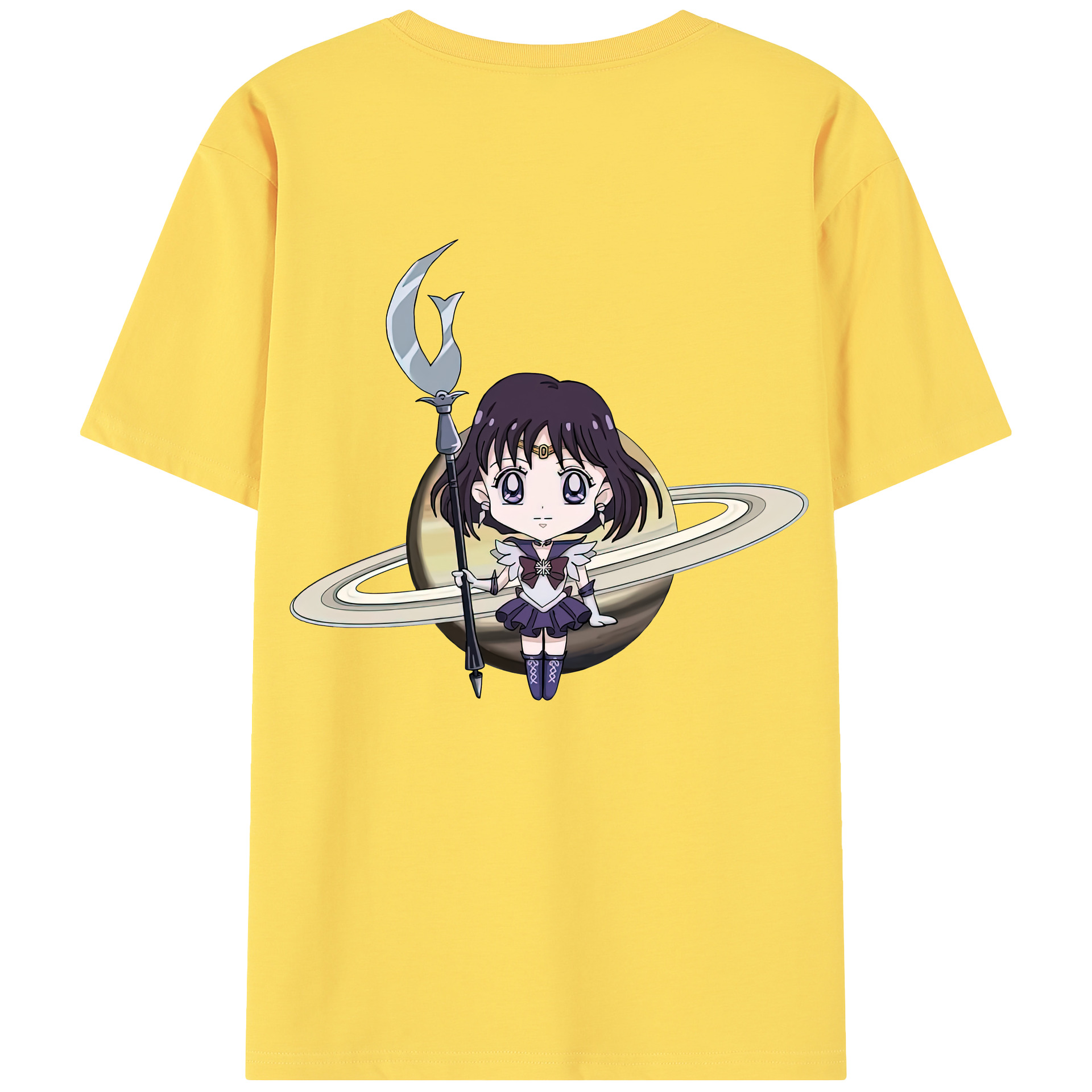 （画像用） 美少女戦士セーラームーン 土萠ほたる Sailor Moon Tomoe Hotaru （セーラーサターン；Sailor Saturn） 綿100％半袖Tシャツ（背面プリント）