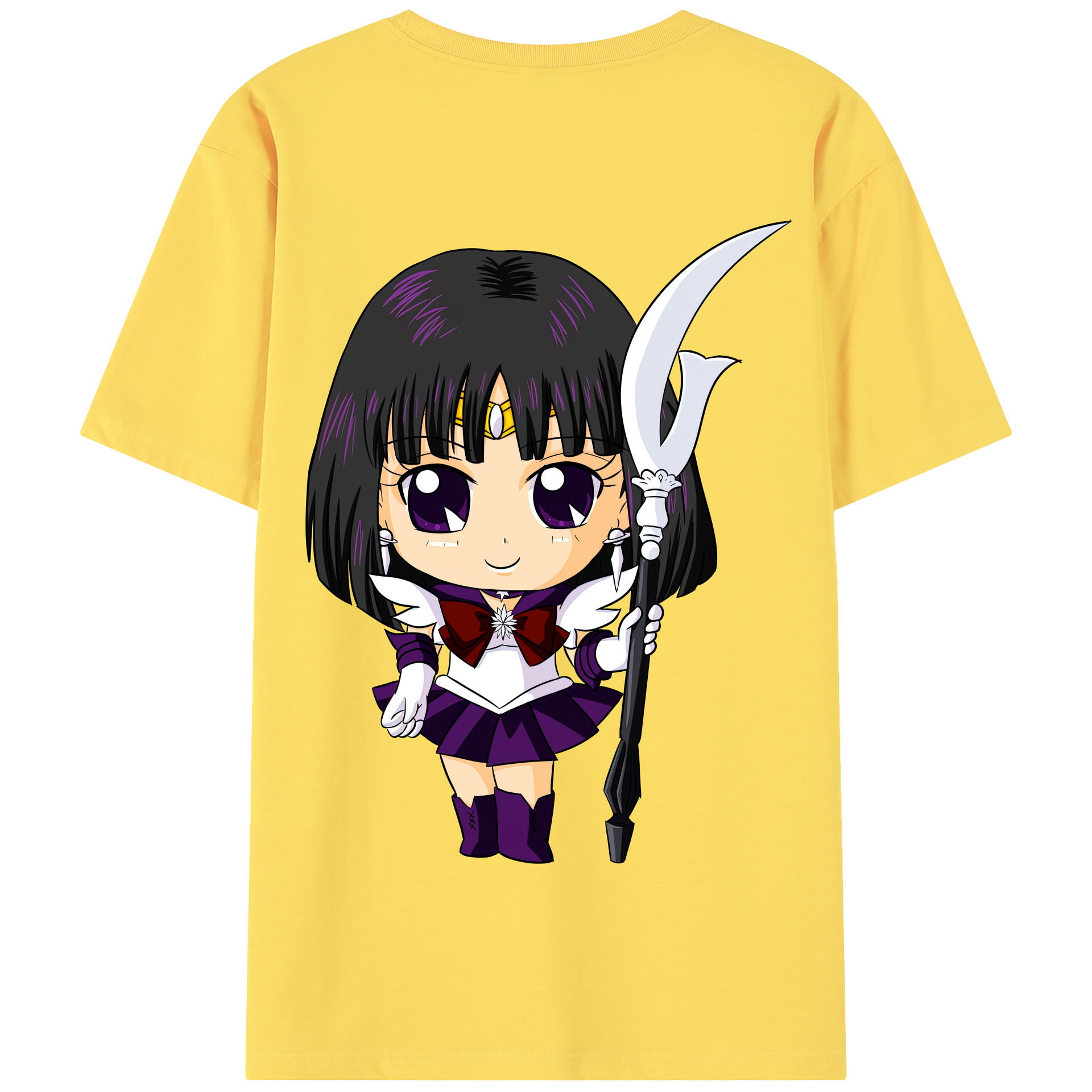 （画像用） 美少女戦士セーラームーン 土萠ほたる Sailor Moon Tomoe Hotaru （セーラーサターン；Sailor Saturn） 綿100％半袖Tシャツ（背面プリント）