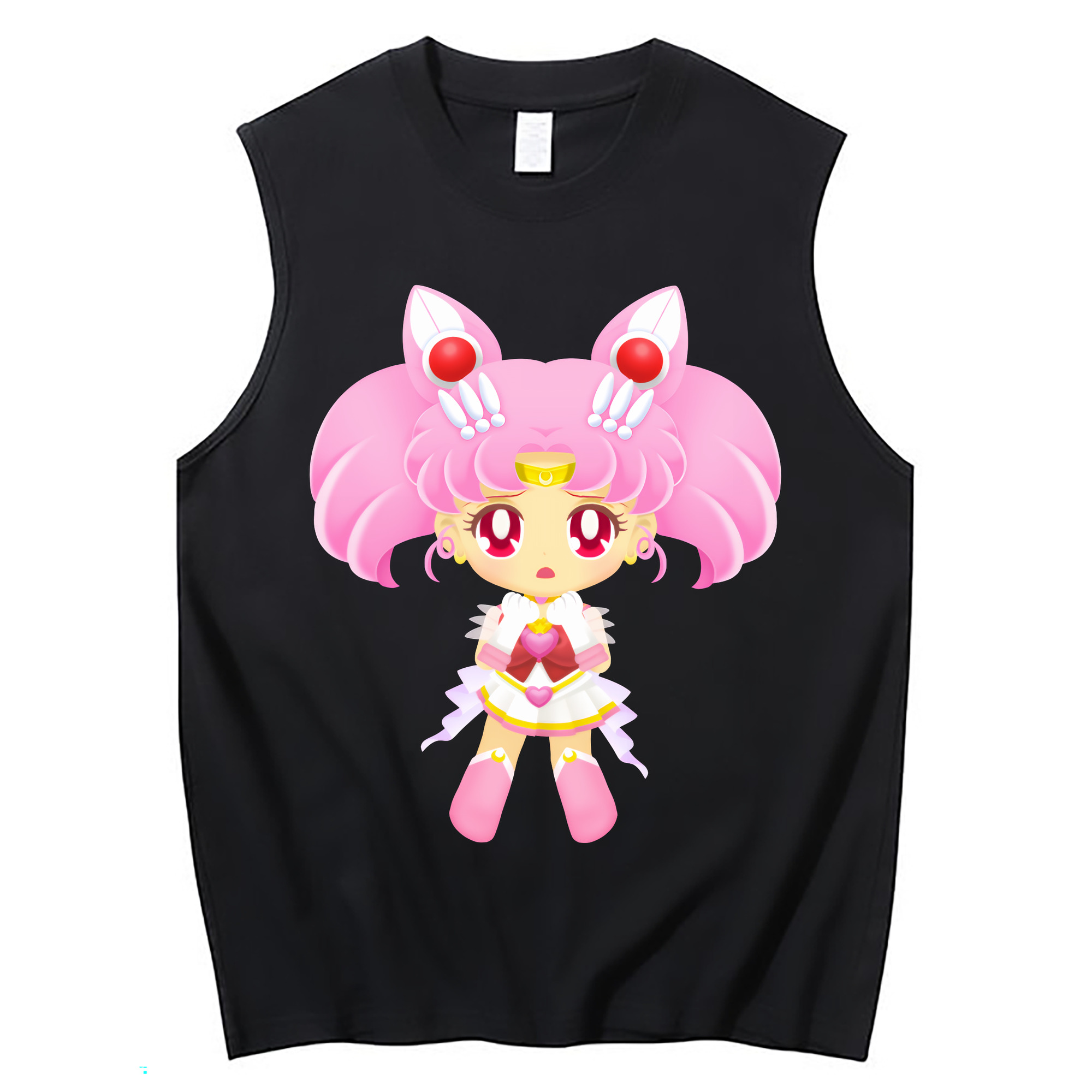 （画像用） 美少女戦士セーラームーン ちびうさ Sailor Moon Chibiusa Tsukino Usagi Small Lady Serenity コットン100％タンクトップ（フロントプリント）